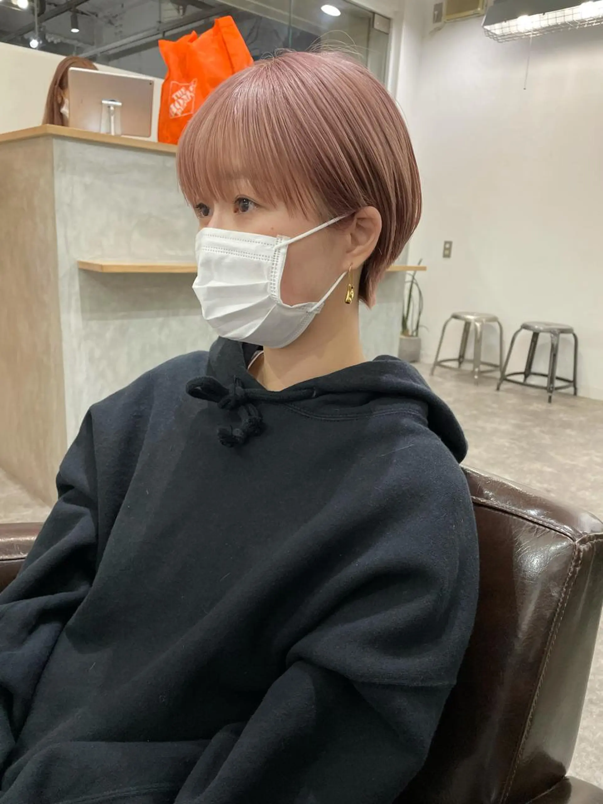 ショート カラー ベージュカラー ピンクカラー ピンクベージュ ショートヘア カット ヘアカラー トリートメント パーマ/透明感カラー /ボブ/吉田一生のヘアスタイル