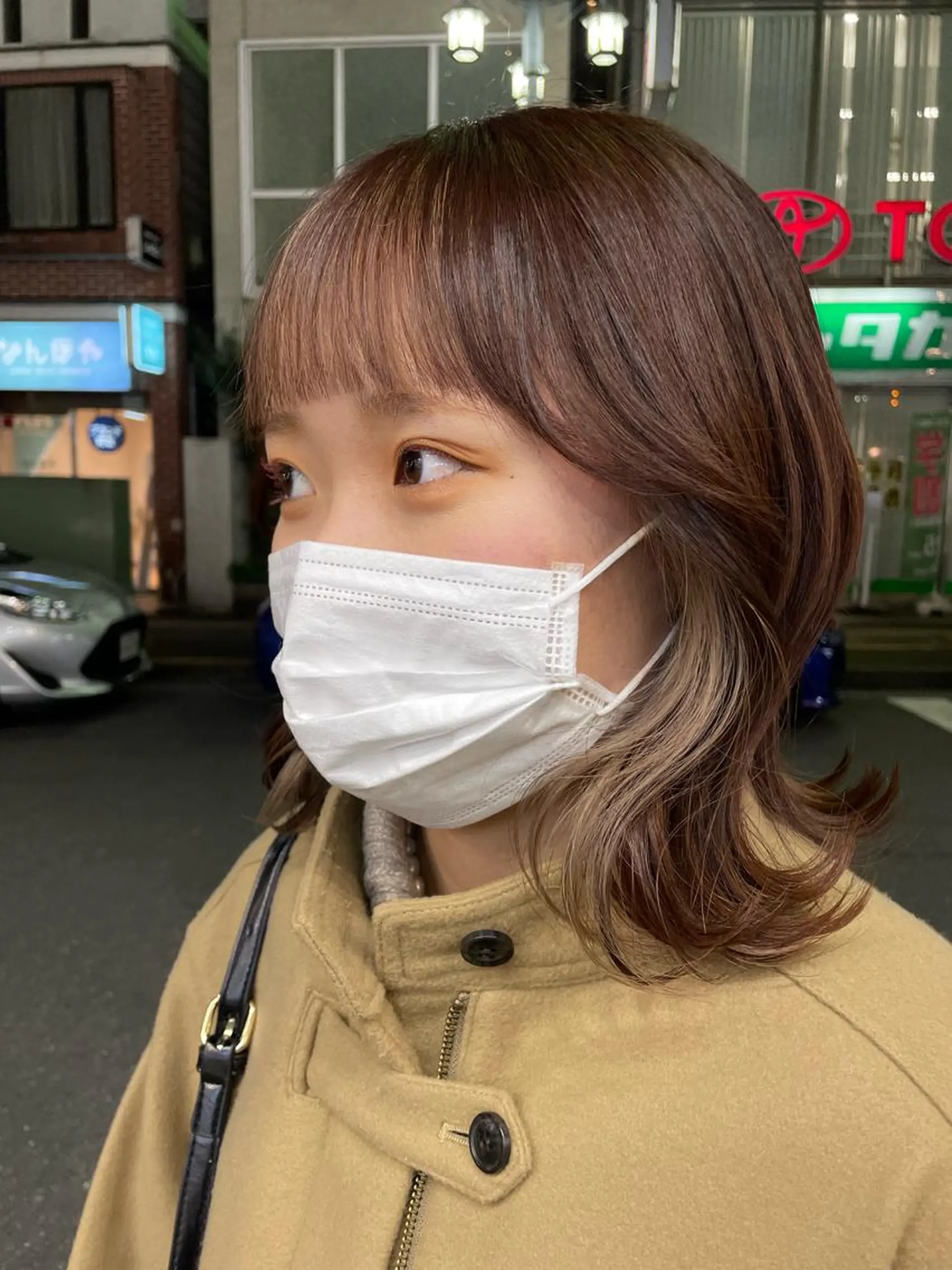 ミディアム カラー ベージュカラー ブラウンカラー インナーカラー オレンジ オレンジブラウン カット トリートメント aya/小顔レイヤー /柔らかカラーのヘアスタイル