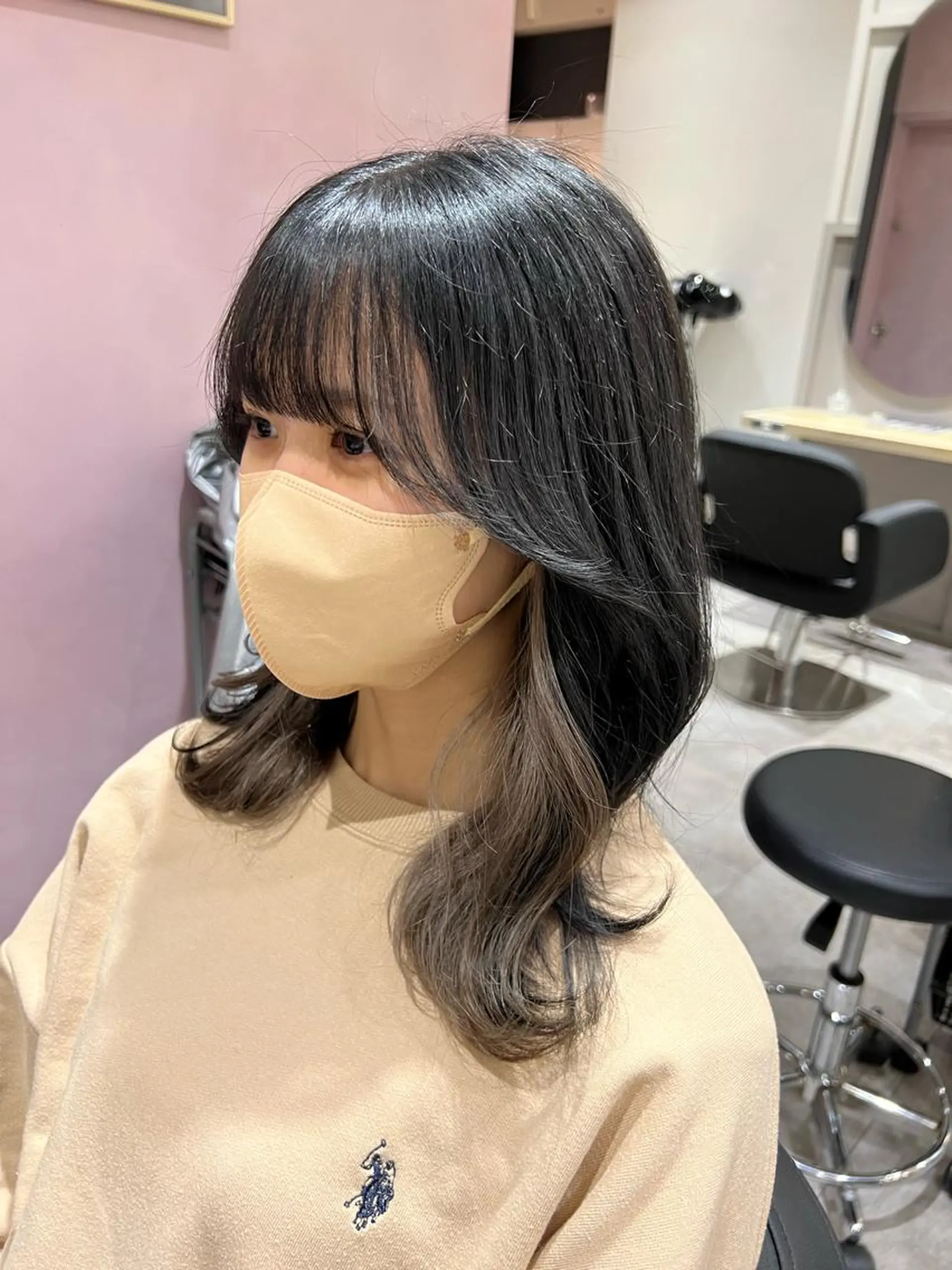 セミロング カラー 🥀韓国ヘア🥀 宮津真菜のヘアスタイル