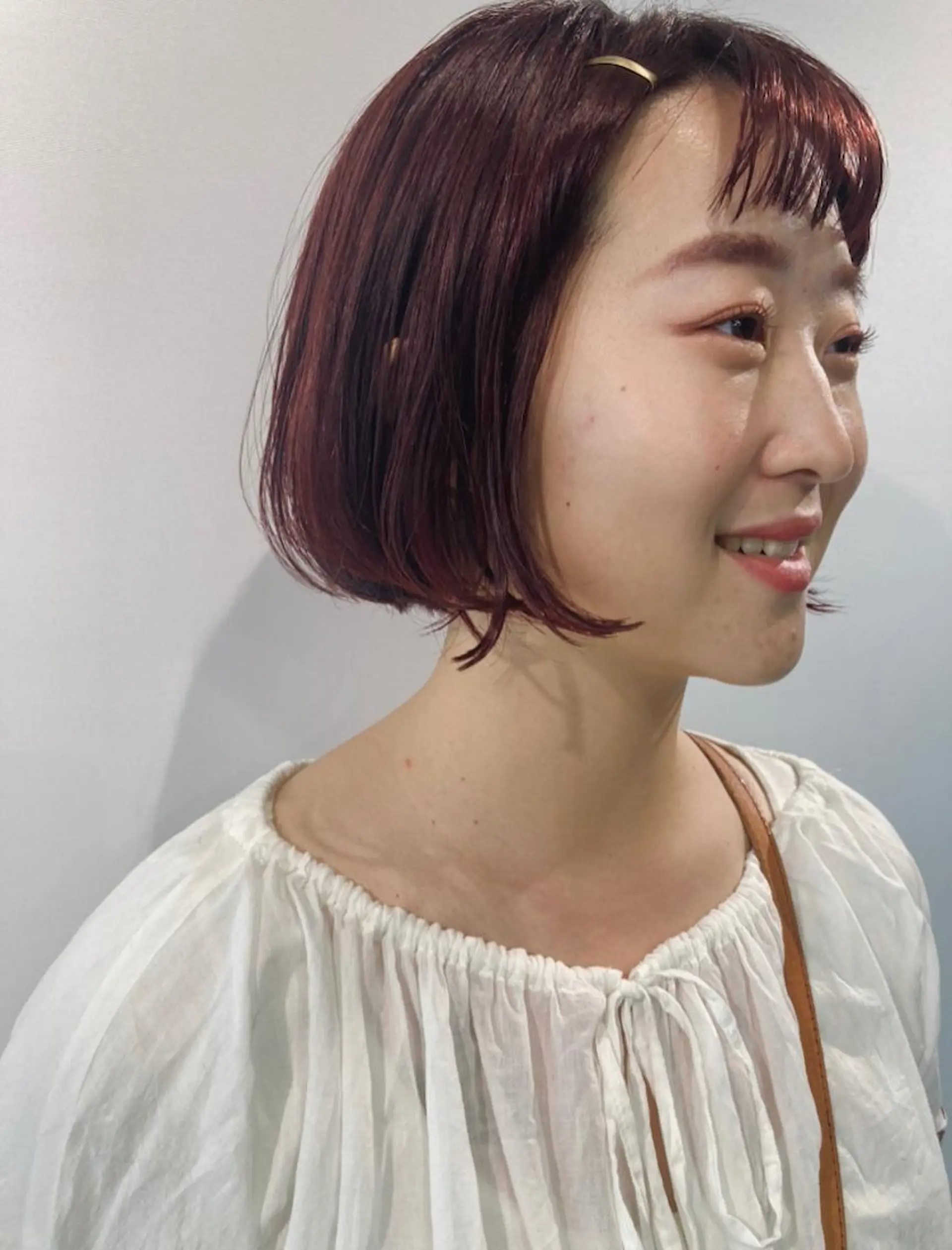 ミディアム カラー ピンクカラー ボブ 佐伯 和佳のヘアスタイル