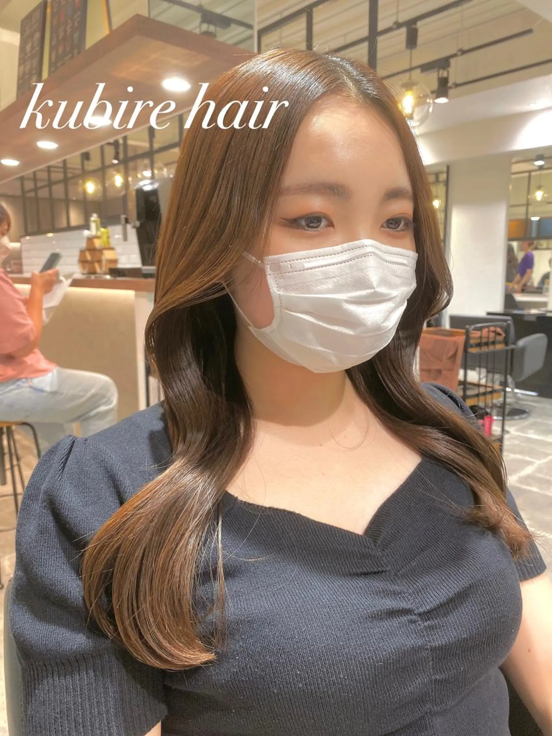 ロング カラー くびれヘア 髪質改善 ヨシンモリ 韓国風ヘア レイヤーカット カット ヘアカラー トリートメント 韓国レイヤー/ミルク ティー🦋高橋　暖のヘアスタイル