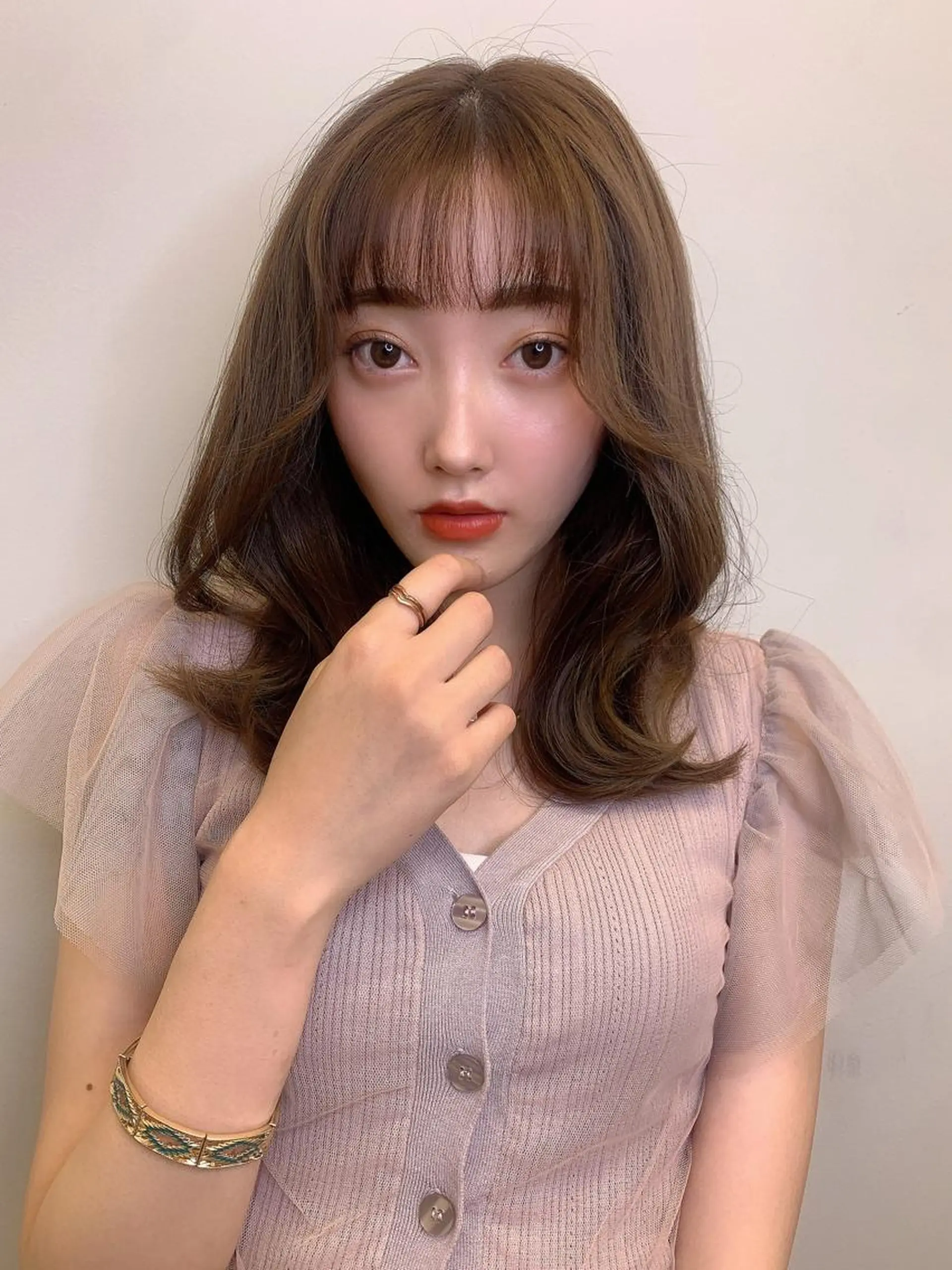 ミディアム カラー カット ヘアカラー トリートメント ヘッドスパ 透明感/オリーブ/ グレージュ/YUKAのヘアスタイル