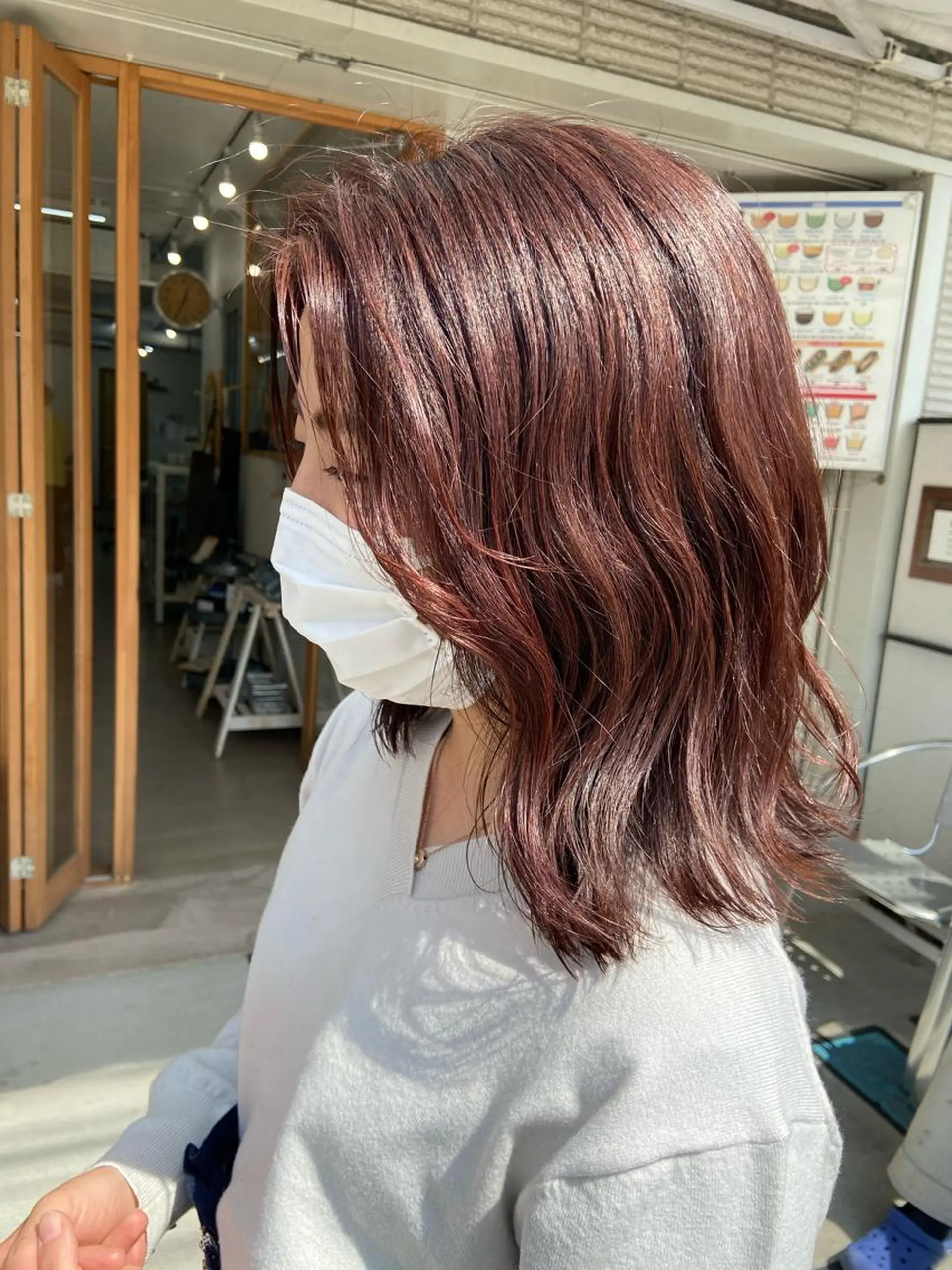 ミディアム カラー ハイライトカラー ピンクカラー ハイライト カット ヘアカラー トリートメント SUNC🍀大熊 花奈絵🍀のヘアスタイル