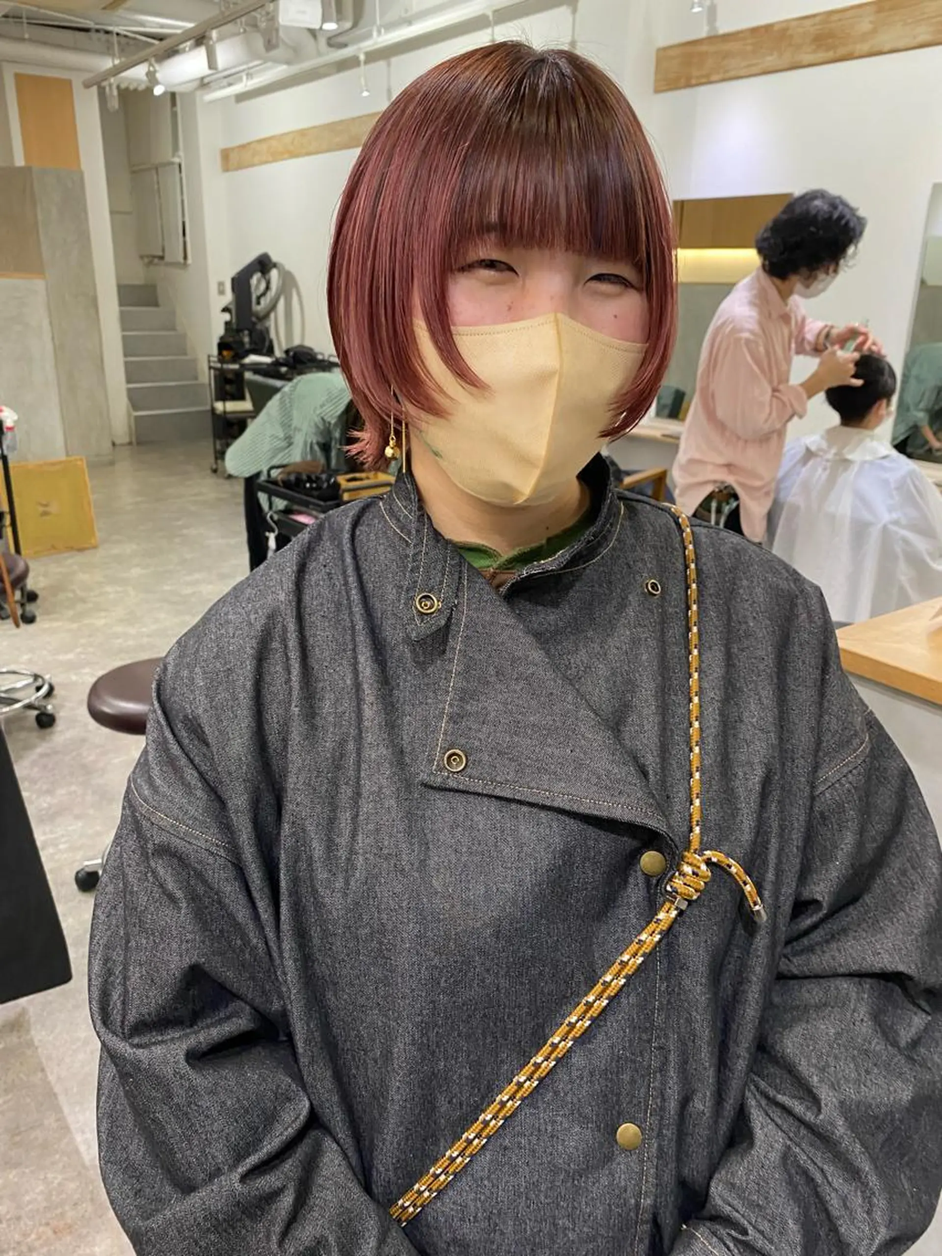 ショート カラー ベージュカラー ピンクカラー ピンクベージュ ボブ 伸ばしかけ カット ヘアカラー 森貴裕/ベージュ/ パーマ/オリーブのヘアスタイル