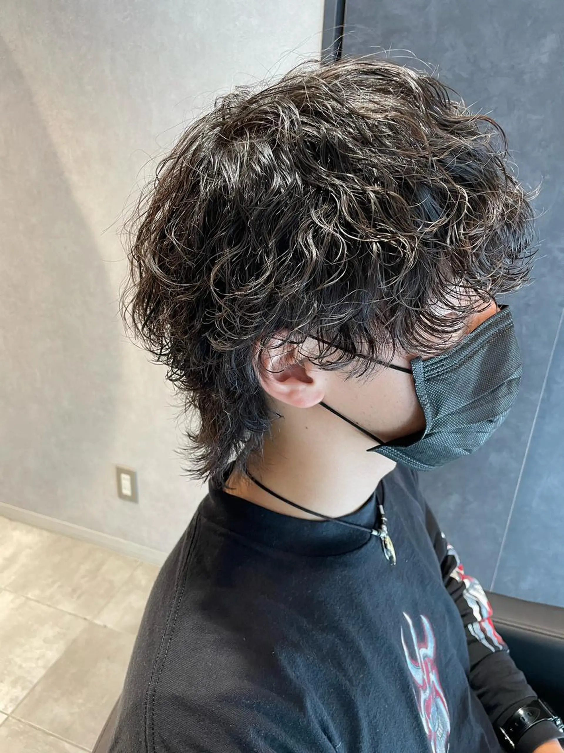 ミディアム パーマ メンズ 宮下 弦也のヘアスタイル