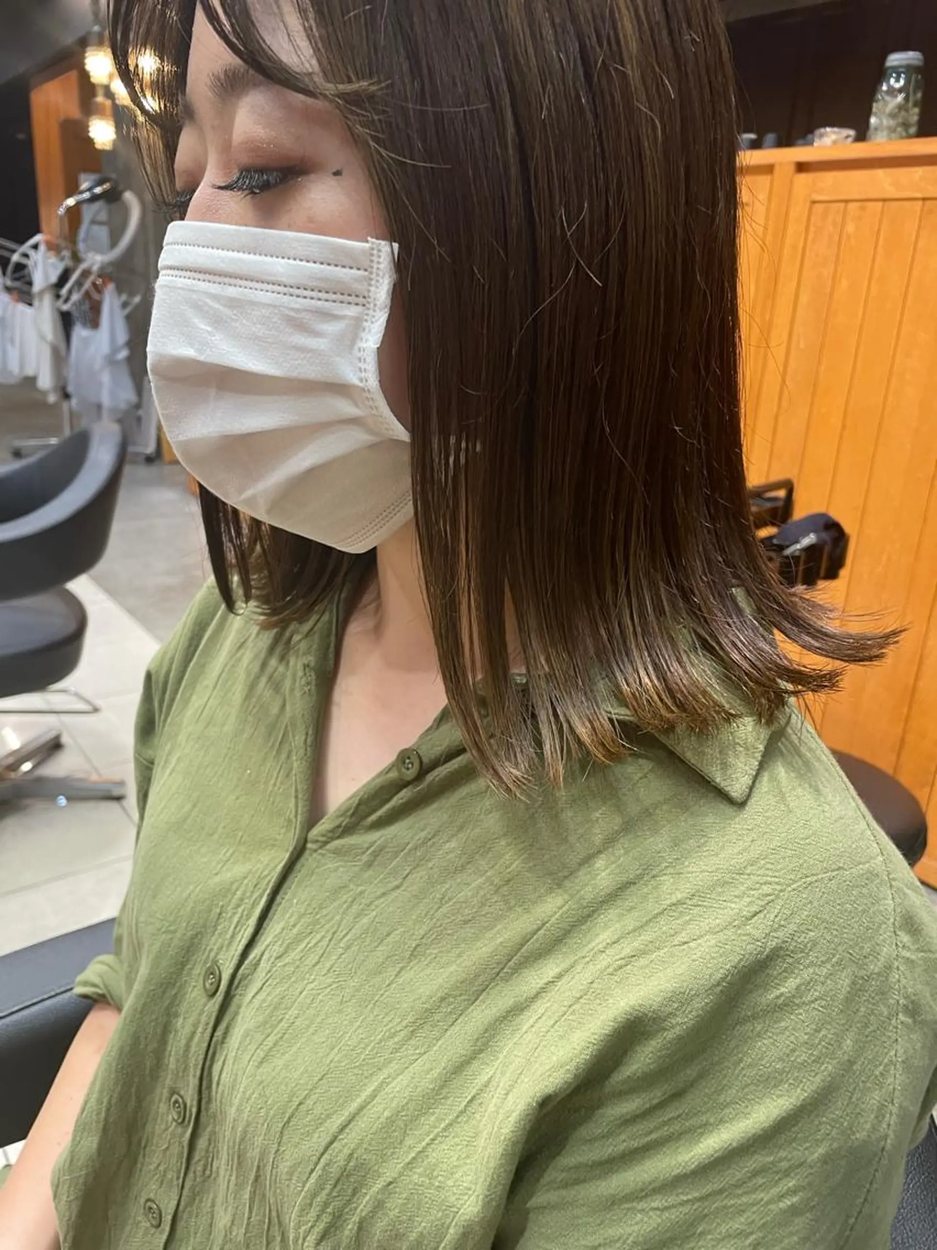ミディアム ヘアアレンジ カット ヘアカラー トリートメント 髪質改善カラー&TR 縮毛矯正/弱酸性矯正のヘアスタイル