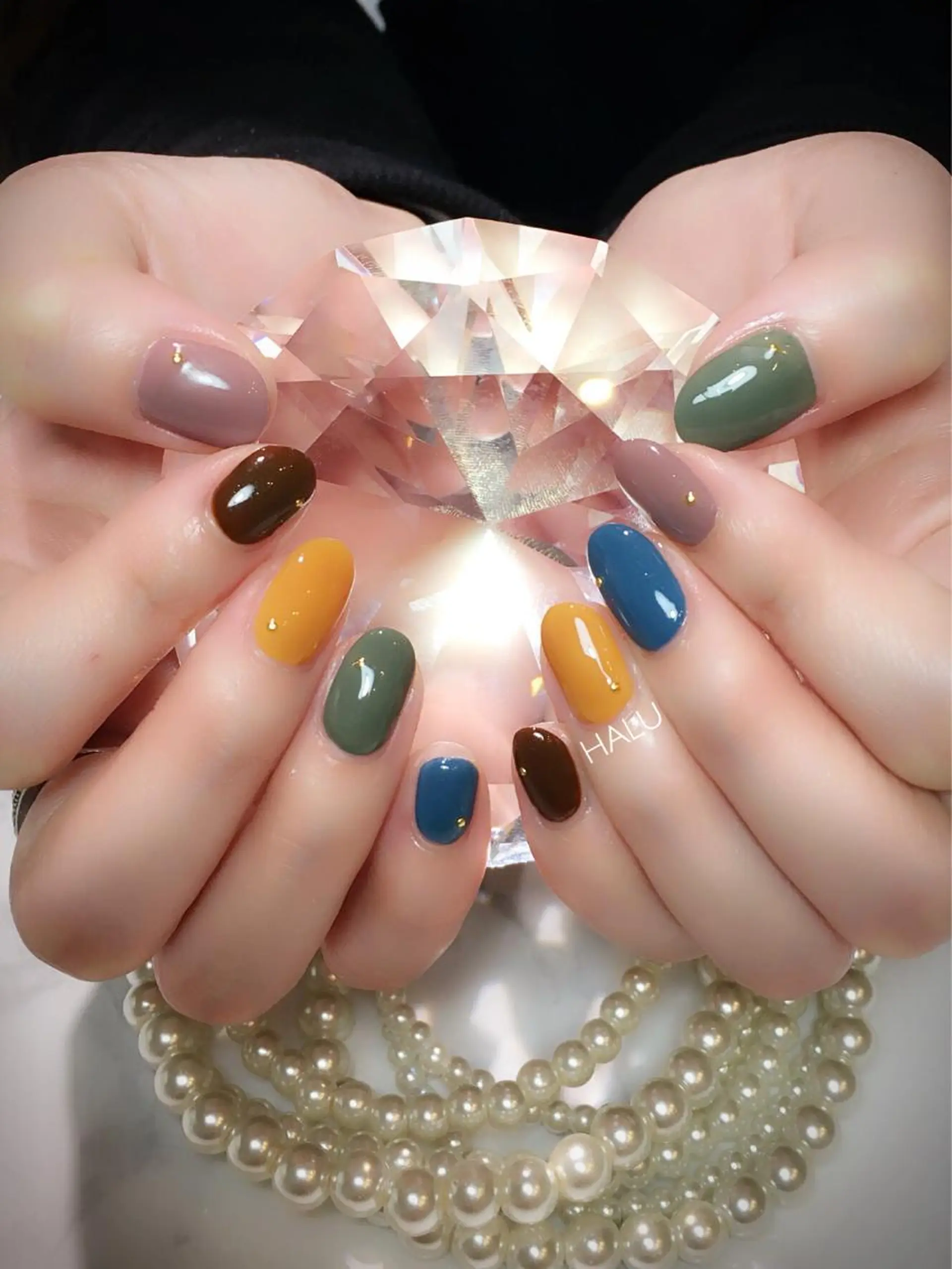 ネイル 大理石ネイル(マーブル) ワンカラーネイル シンプルネイル HALU ハルのネイルデザイン