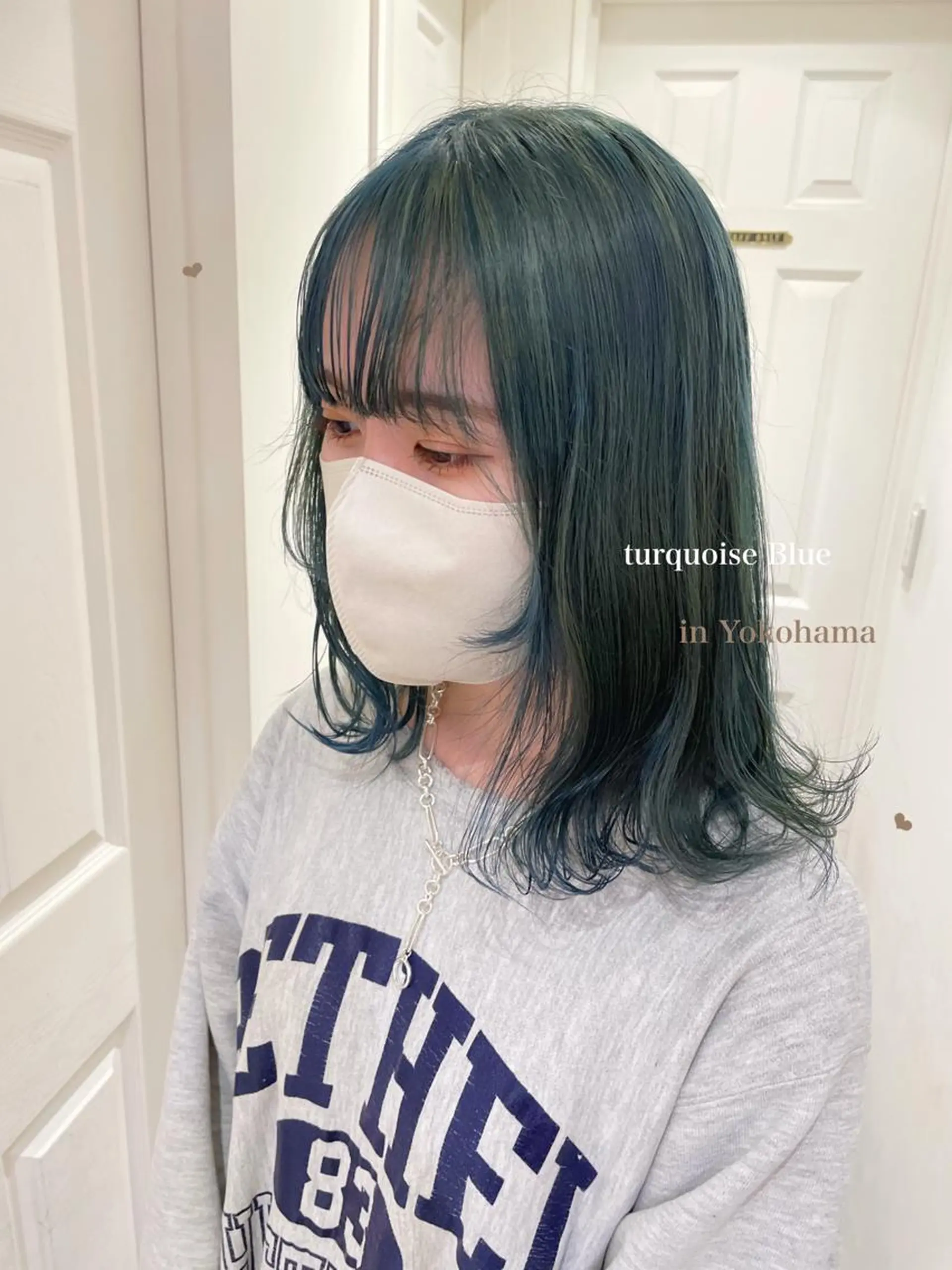 ミディアム カラー ブリーチ ブルーカラー ヘアカラー エクステ/ハイトーン 🐏☁️miminaのヘアスタイル