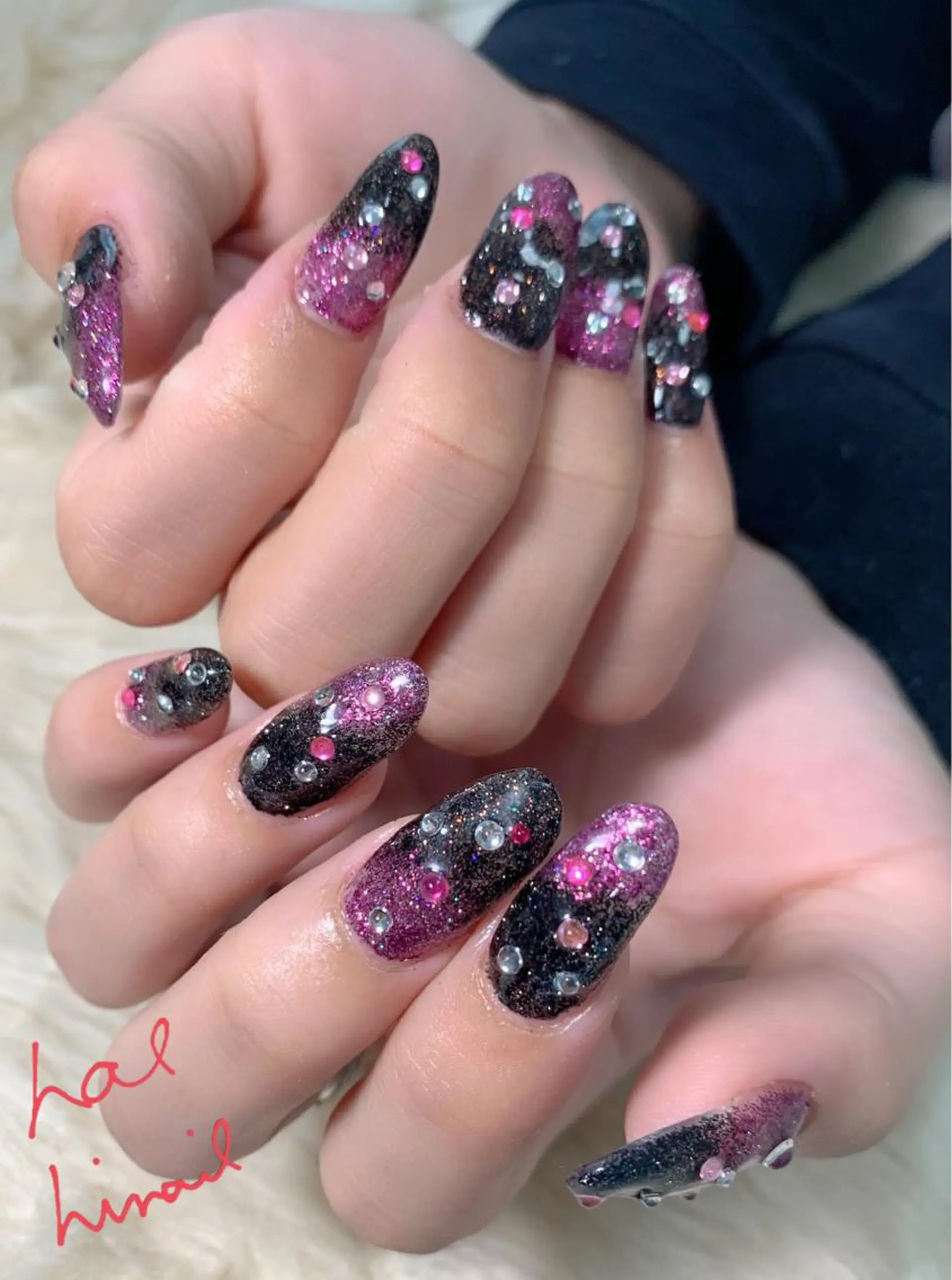 ネイル フラッシュネイル ストーンネイル はるひな ねいるのネイルデザイン