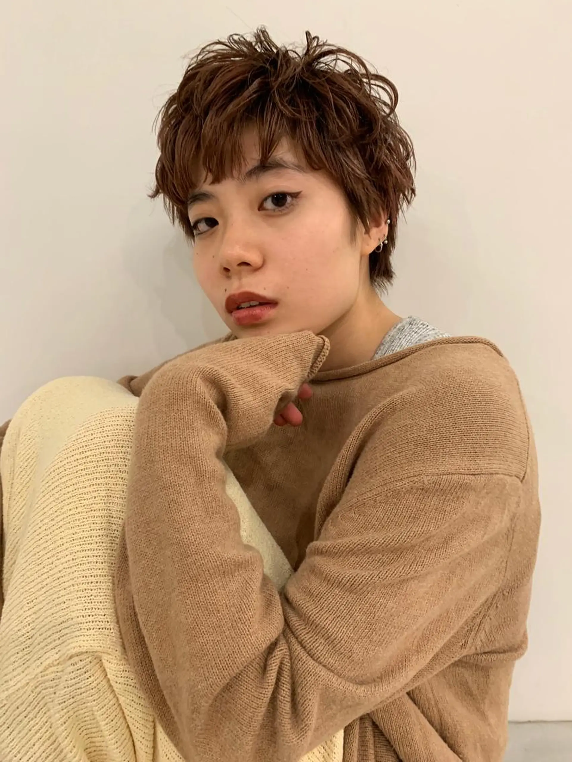 ショート カラー 小顔レイヤー×コンパ クトボブ/林隆平のヘアスタイル