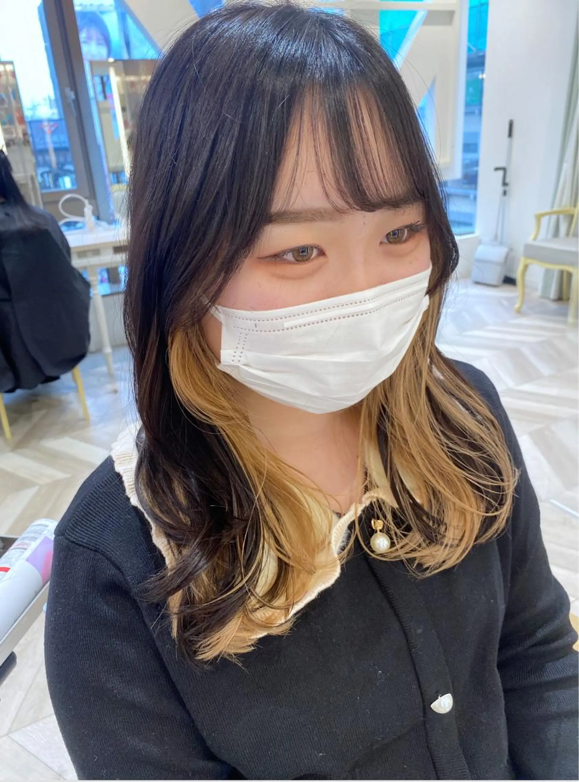 ロング 韓国風ヘア カット トリートメント ベージュ/インナー カラー🤍Rieのヘアスタイル