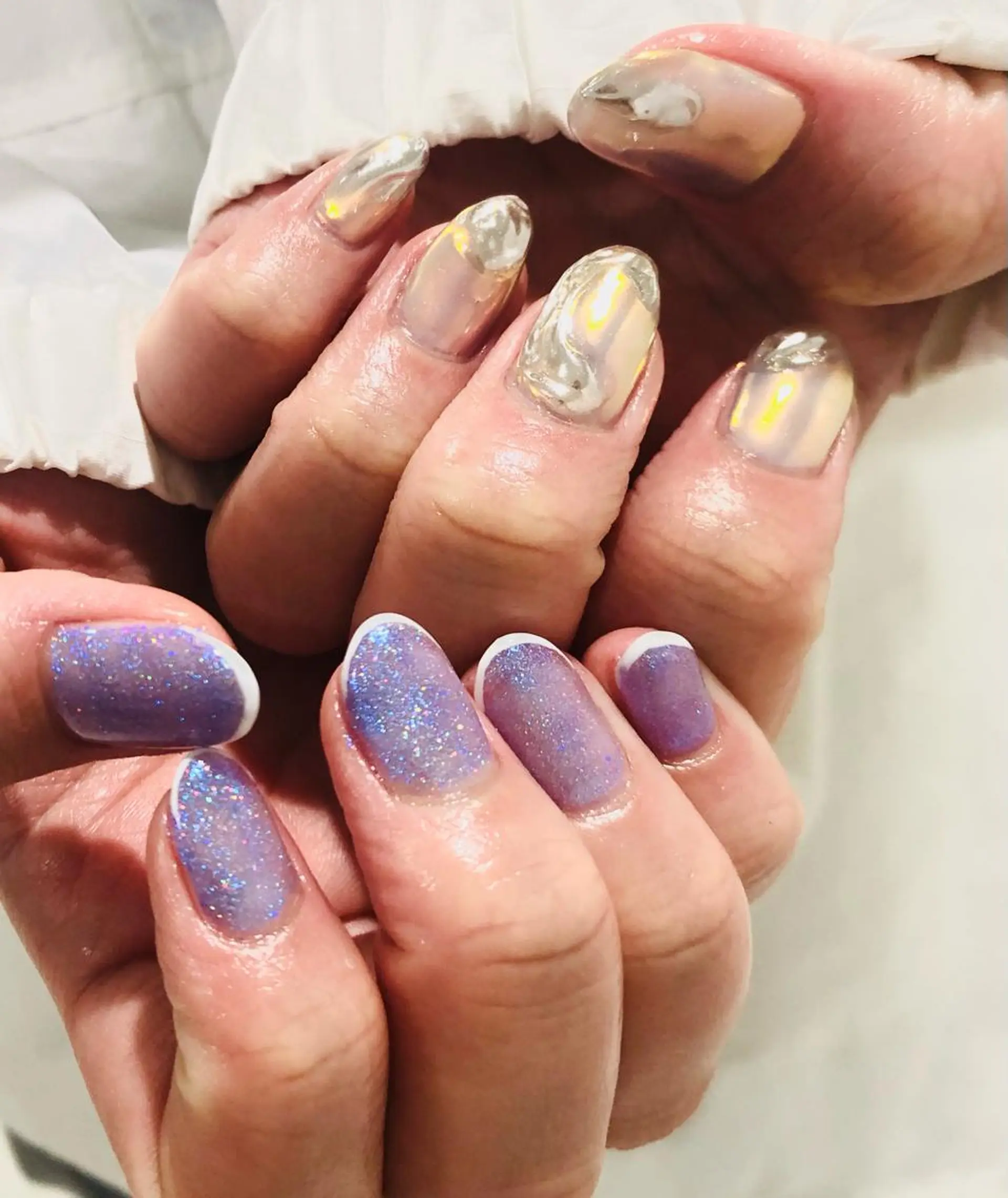 ネイル フレンチネイル ラメ(グリッター) マグネットネイル ミラーネイル Ｈ3（エイチスリー）所属・H3 hitoのネイルデザイン