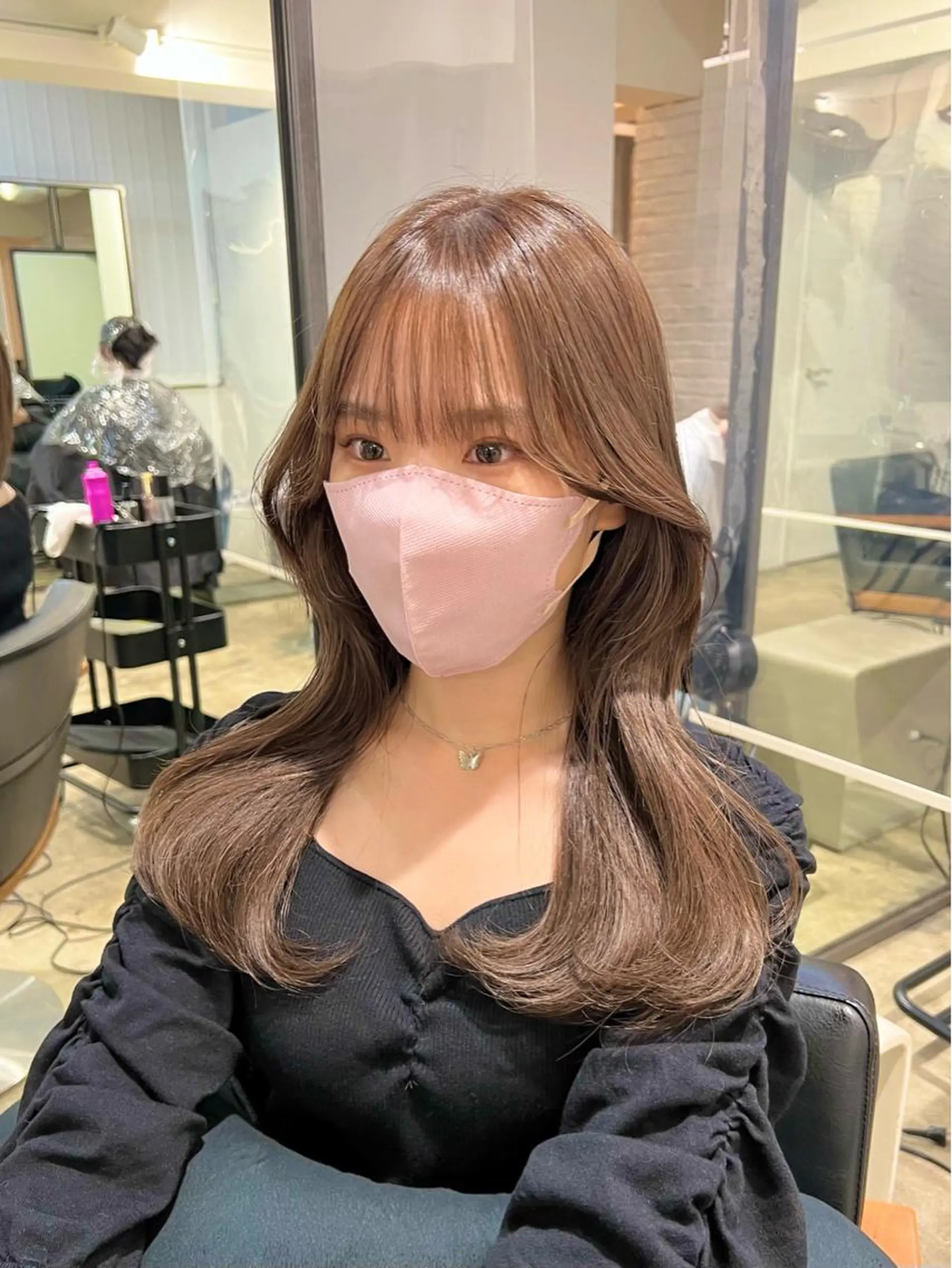 ロング カラー ベージュカラー ミルクティーベージュ くびれヘア 韓国風ヘア ヘアカラー トリートメント 【韓国風くびれヘア】 joule小木曽輝のヘアスタイル