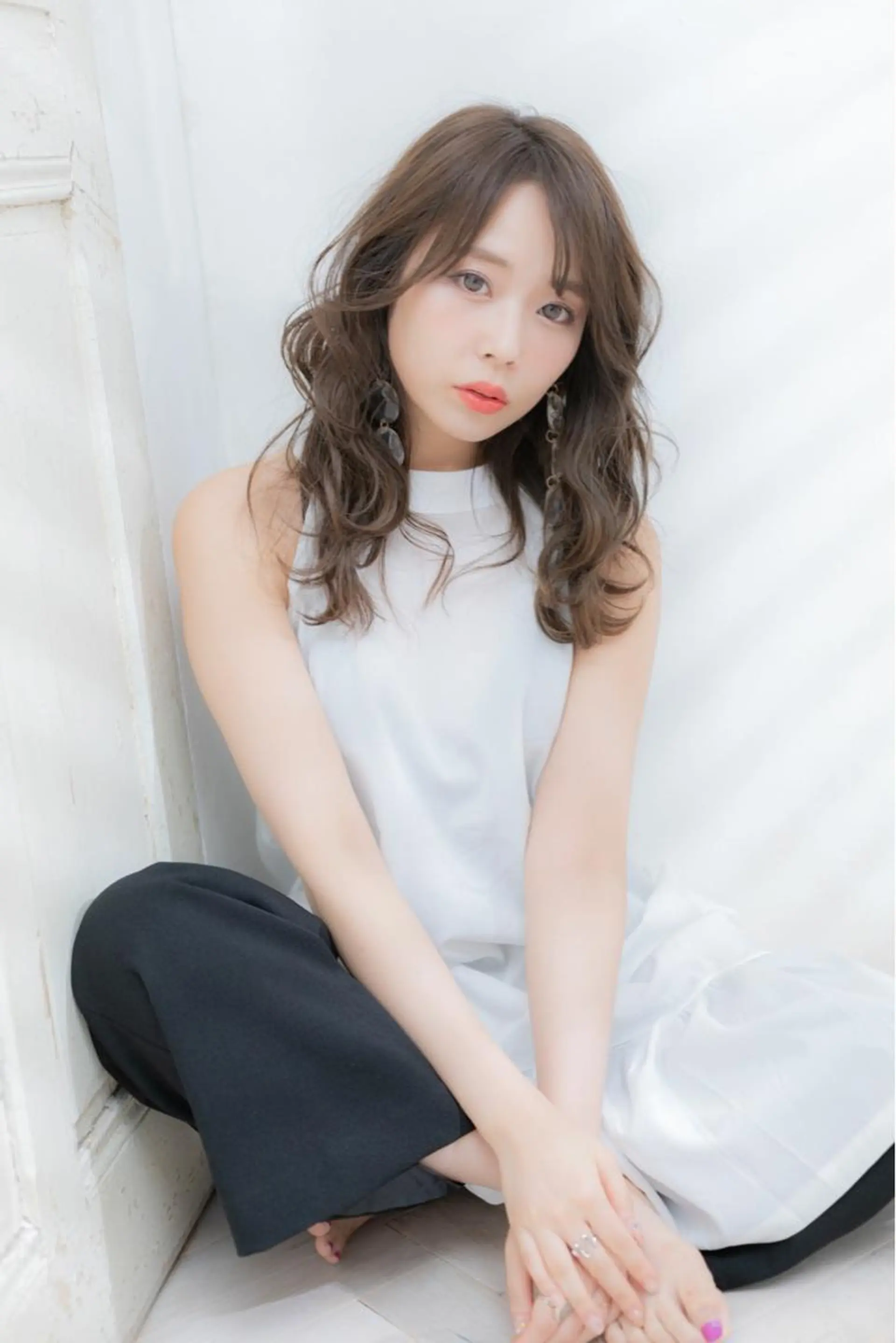 セミロング カラー パーマ ヘアアレンジ メンズ 川上 有香のヘアスタイル