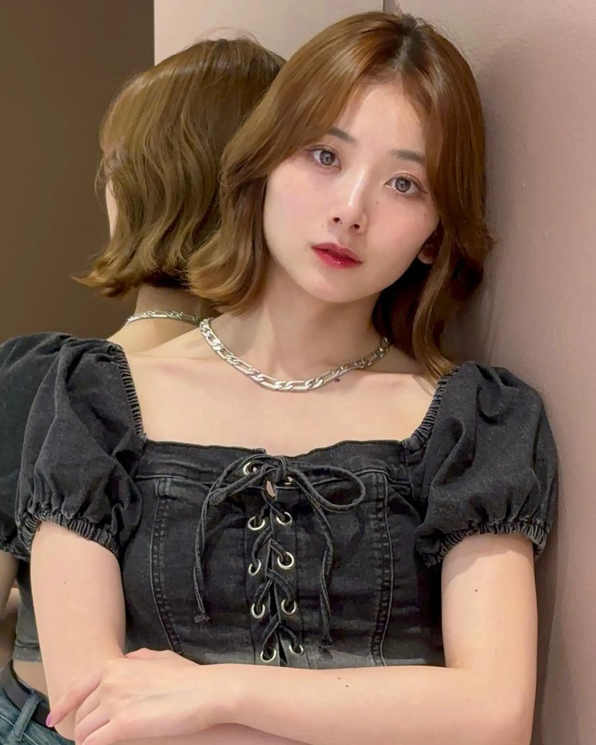 ミディアム カット 縮毛矯正 トリートメント ロンドガーネット /髪質改善/レイヤーのヘアスタイル