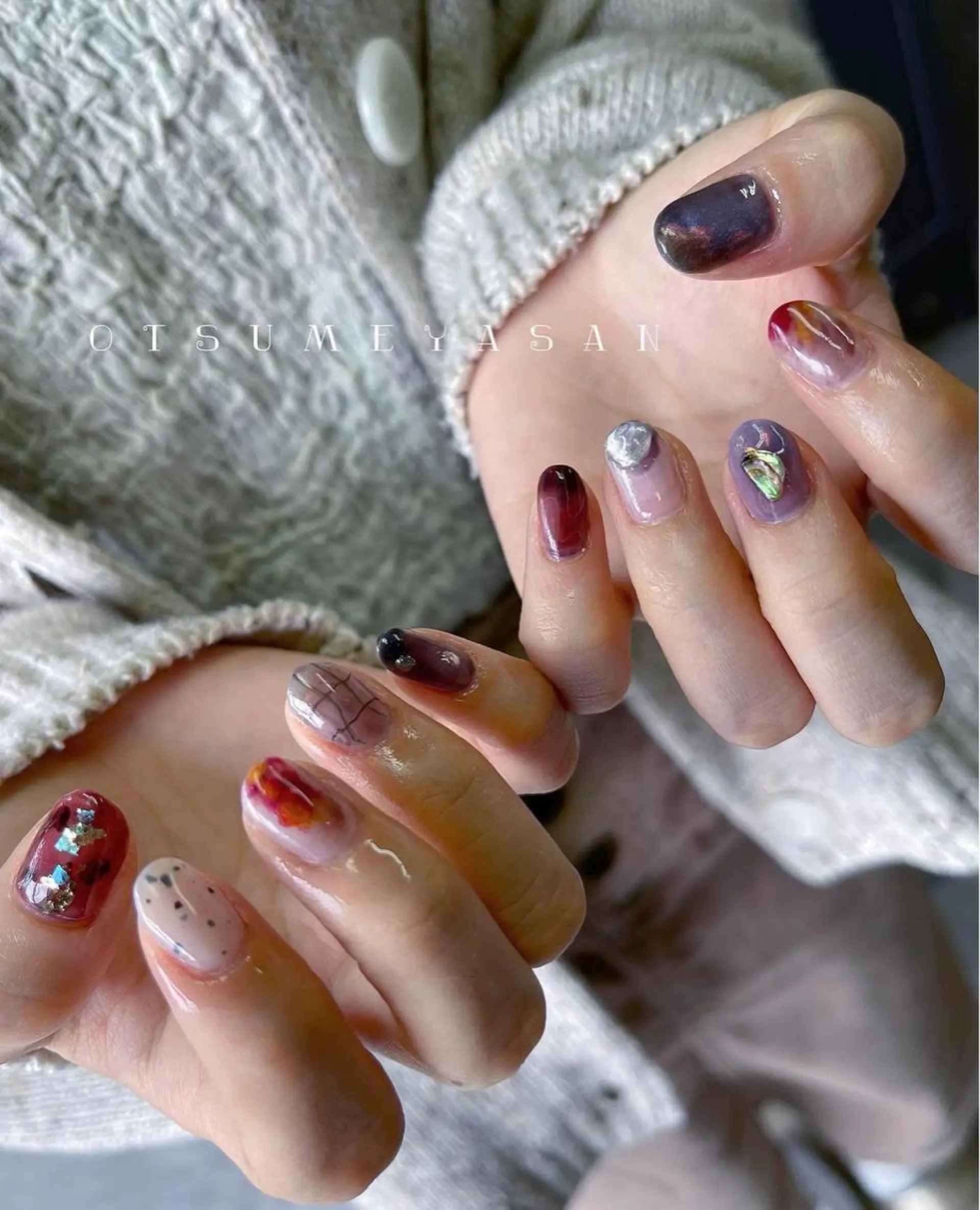 ネイル 韓国ネイル マグネットネイル 大理石ネイル(マーブル) ニュアンスネイル 夏ネイル otsumeyasan所属・わたなべ ちかのネイルデザイン