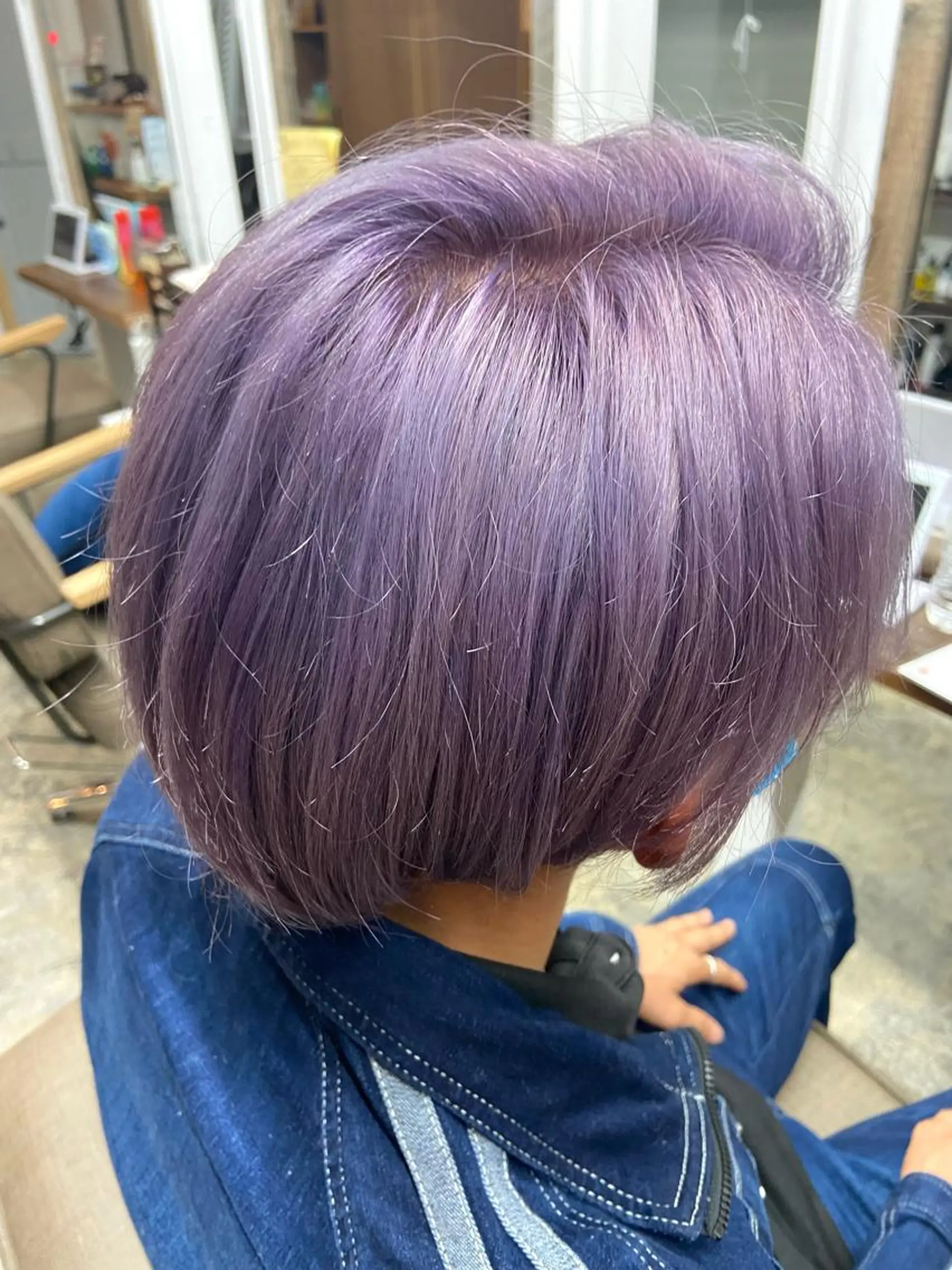 カラー ブリーチ ピンクカラー ピンクパープル シルバー ホワイトシルバー Rosso東川口店所属・米田 瑠夏のヘアスタイル