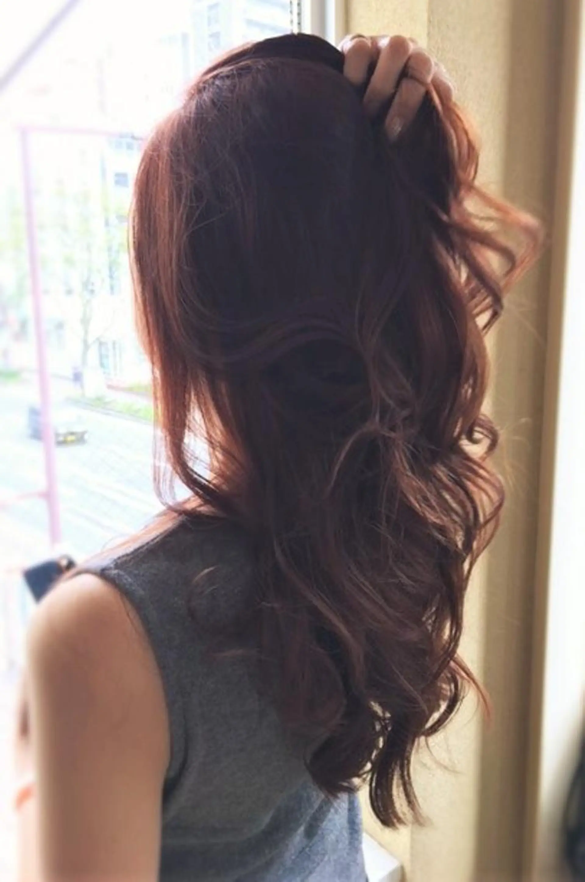 ロング ヘアアレンジ カラー 縮毛矯正 トリートメント パピヨンロゼ メイ 髪質改善/酸性のヘアスタイル