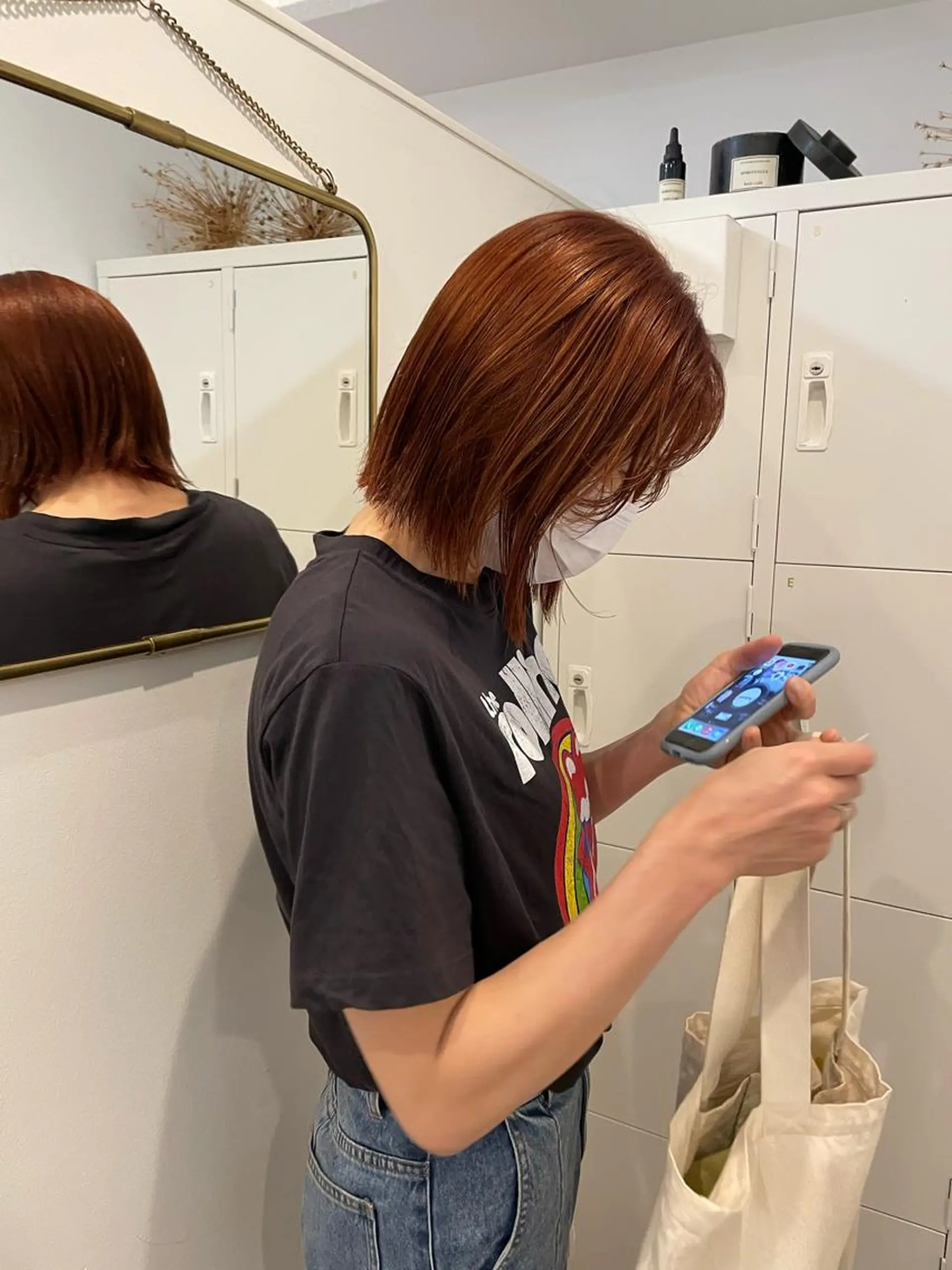 カラー 切りっぱなしボブ ベージュカラー オレンジ オレンジベージュ ボブ カット ヘアカラー トリートメント 大迫 江梨のヘアスタイル