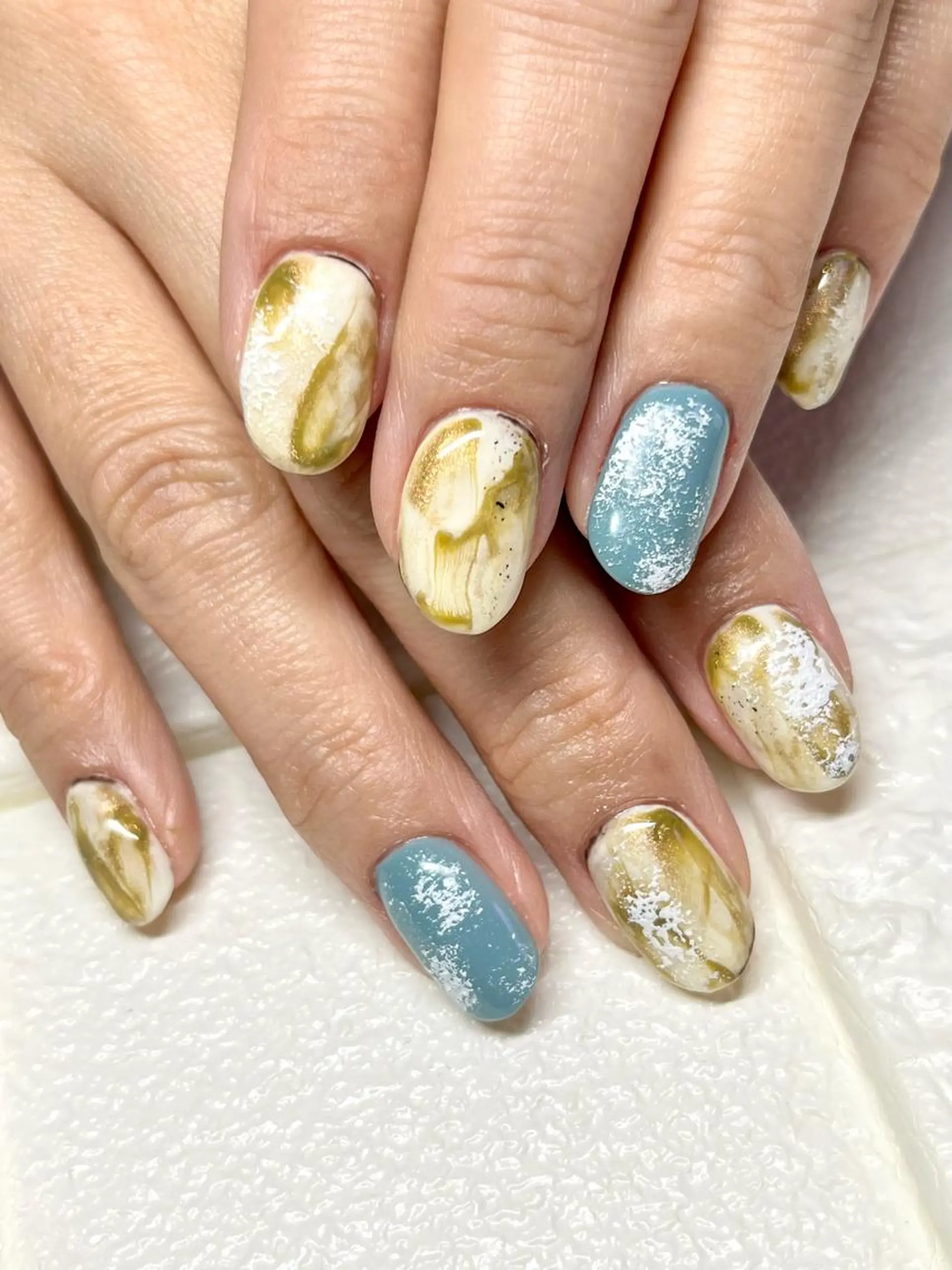 ミディアム ネイル ニュアンスネイル ハンドネイル まり りぃ〜んのネイルデザイン