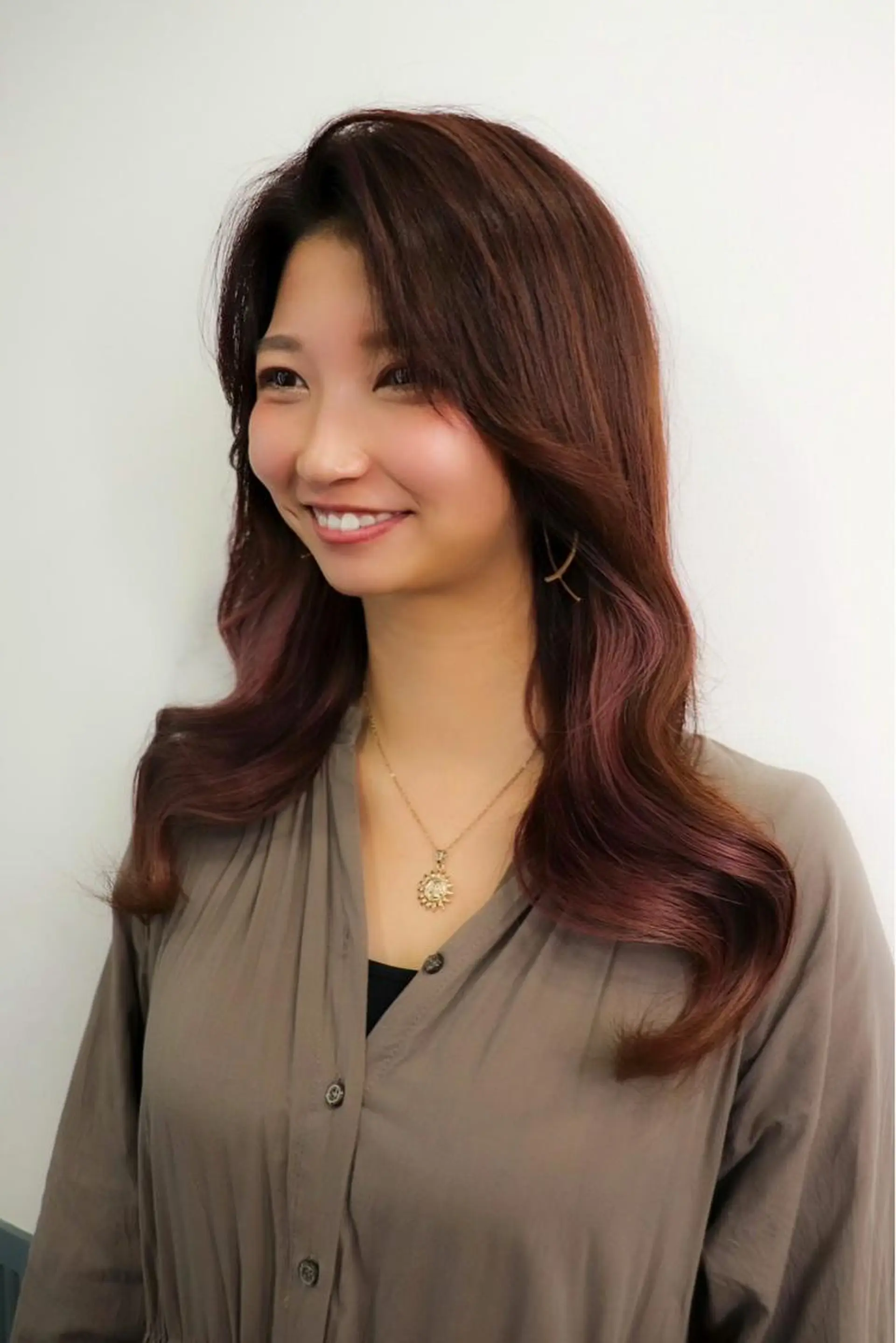 ロング カラー ブラウンカラー ピンクカラー ピンクブラウン 韓国風ヘア ヘアカラー TSUYOSHI 韓国ヘア/くびれヘアのヘアスタイル