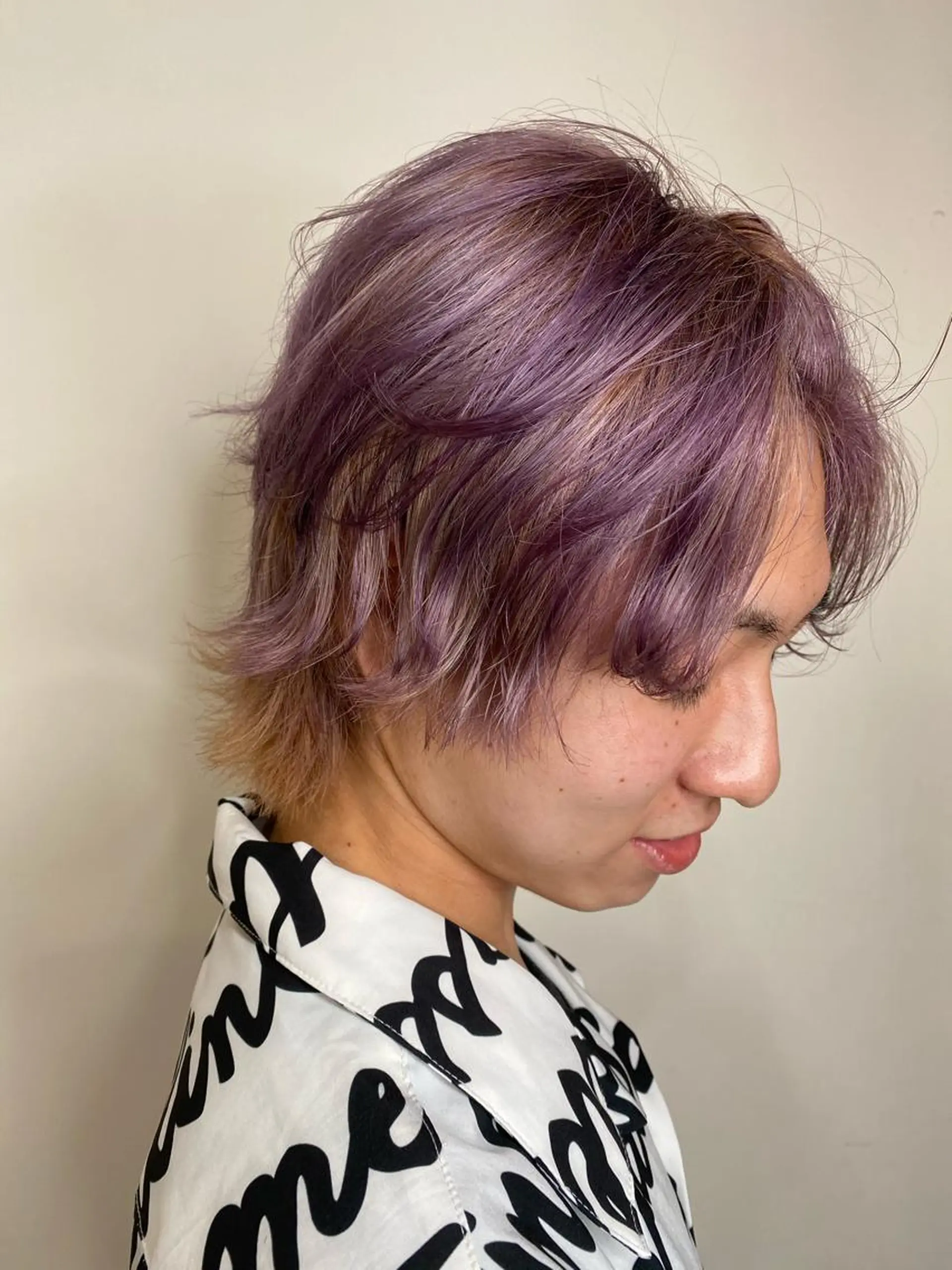 ショート カラー ヘアアレンジ パープルカラー アイラッシュ/美容室 個室/瀬戸 一菜のヘアスタイル