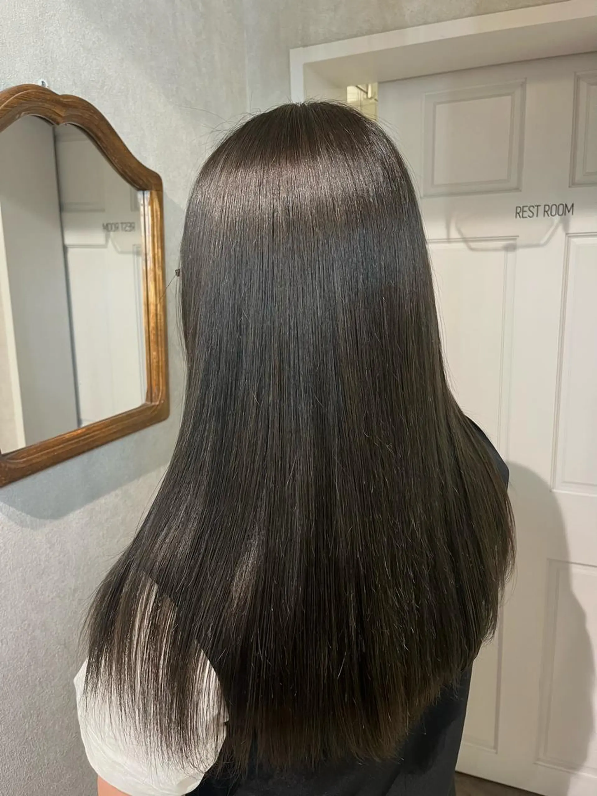 ロング エクステ 顔周りカット 髪質改善 韓国風ヘア 縮毛矯正 ヘアカラー トリートメント 髪質改善&艶カラー/ ほんだあみ (♡)のヘアスタイル