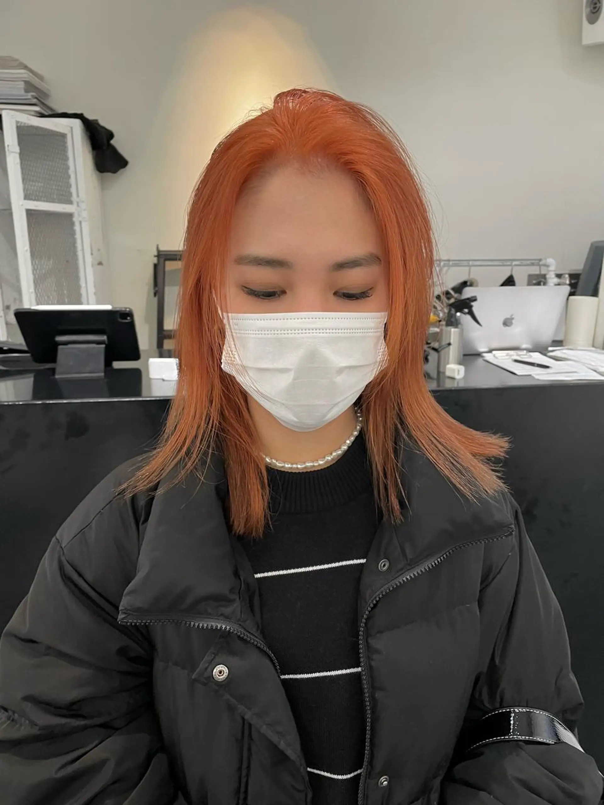 ミディアム カラー ヘアアレンジ ブリーチ オレンジ カット ヘアカラー トリートメント 艶ハイトーン/ヘア アレンジAYAKAのヘアスタイル