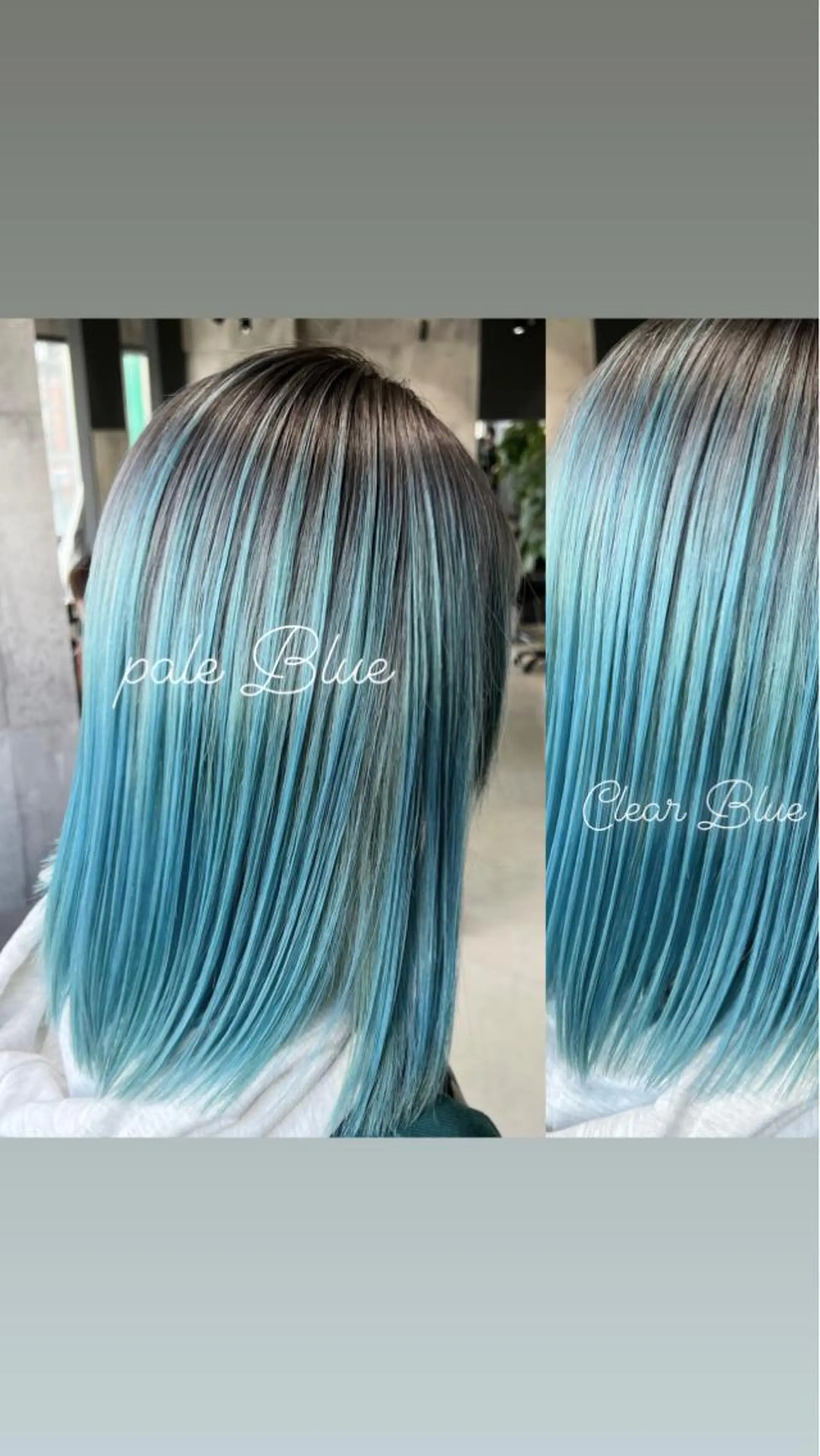 セミロング カラー ブルーカラー mimiiy梅田 中崎町ハイトーンのヘアスタイル