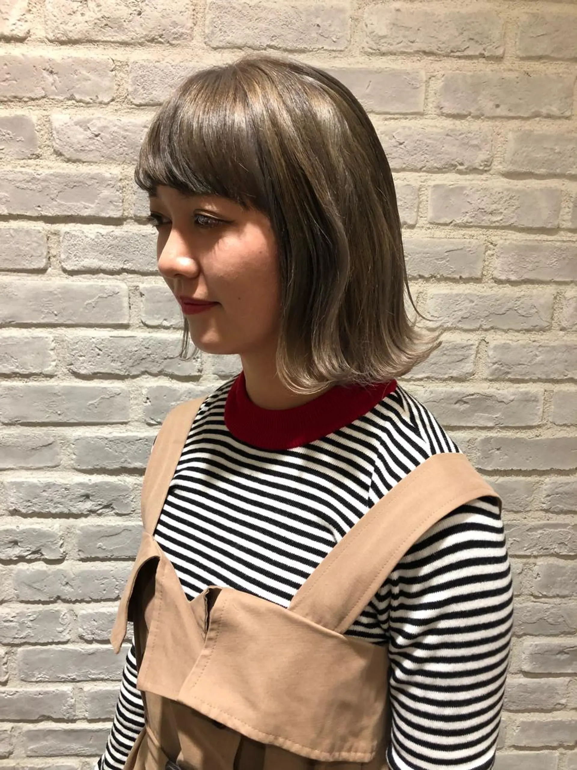 ミディアム カラー パーマ ヘアアレンジ 藤井 菜緒のヘアスタイル