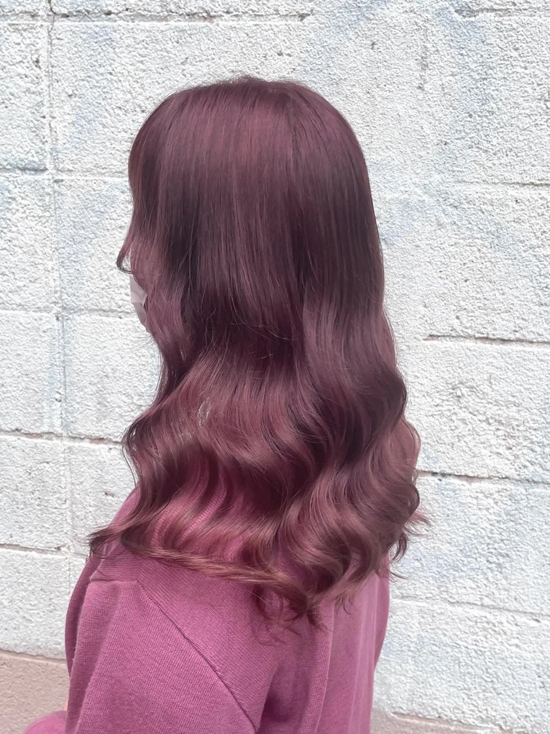 セミロング カラー ブリーチ ピンクカラー ピンクパープル パープルカラー ヘアアレンジ にいた　かづしげのヘアスタイル