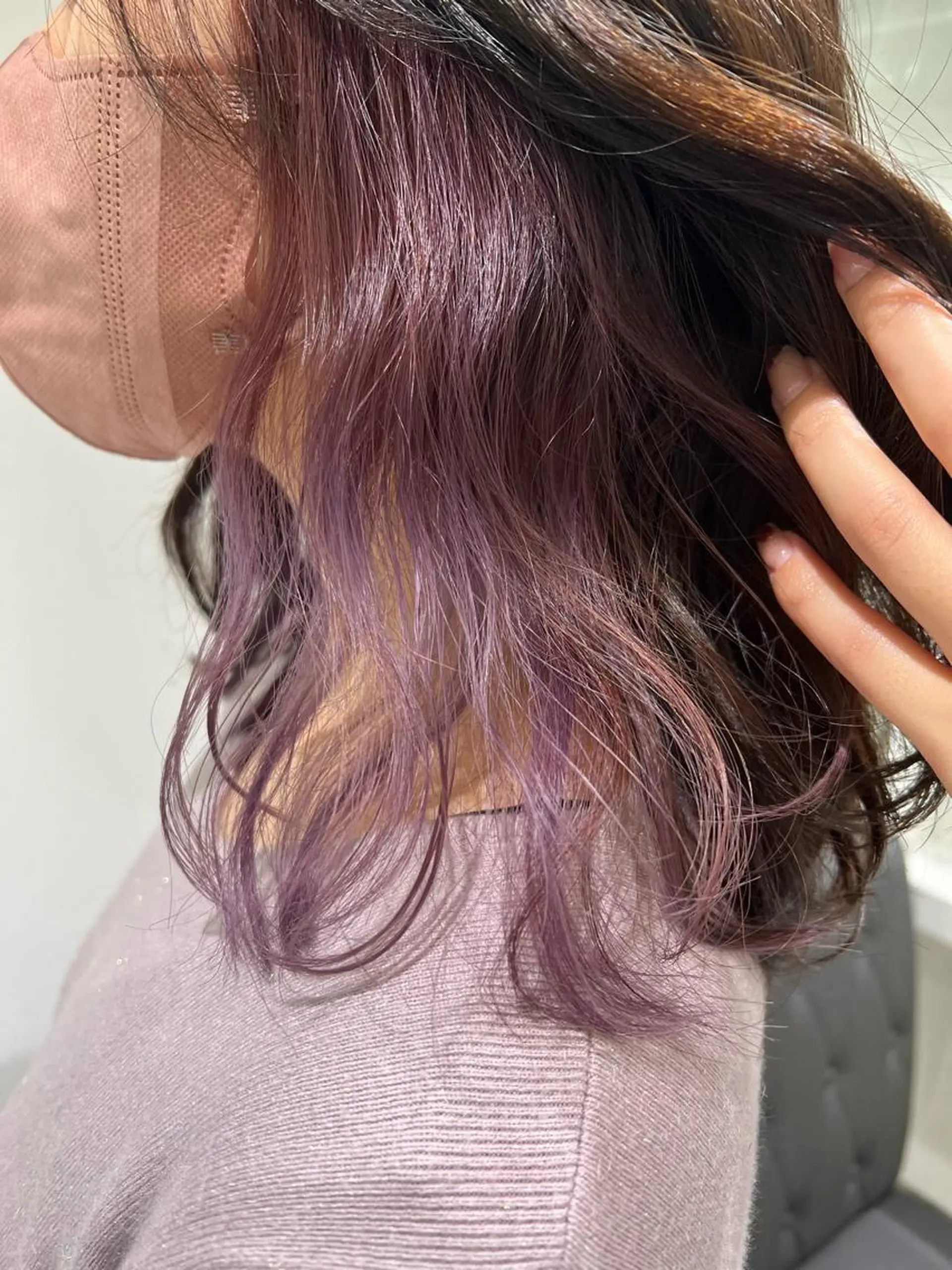 ミディアム カラー ブリーチ ラベンダーカラー ピンクカラー ピンクラベンダー ヘアカラー トリートメント 【暖色カラー特化】 中山由梨のヘアスタイル