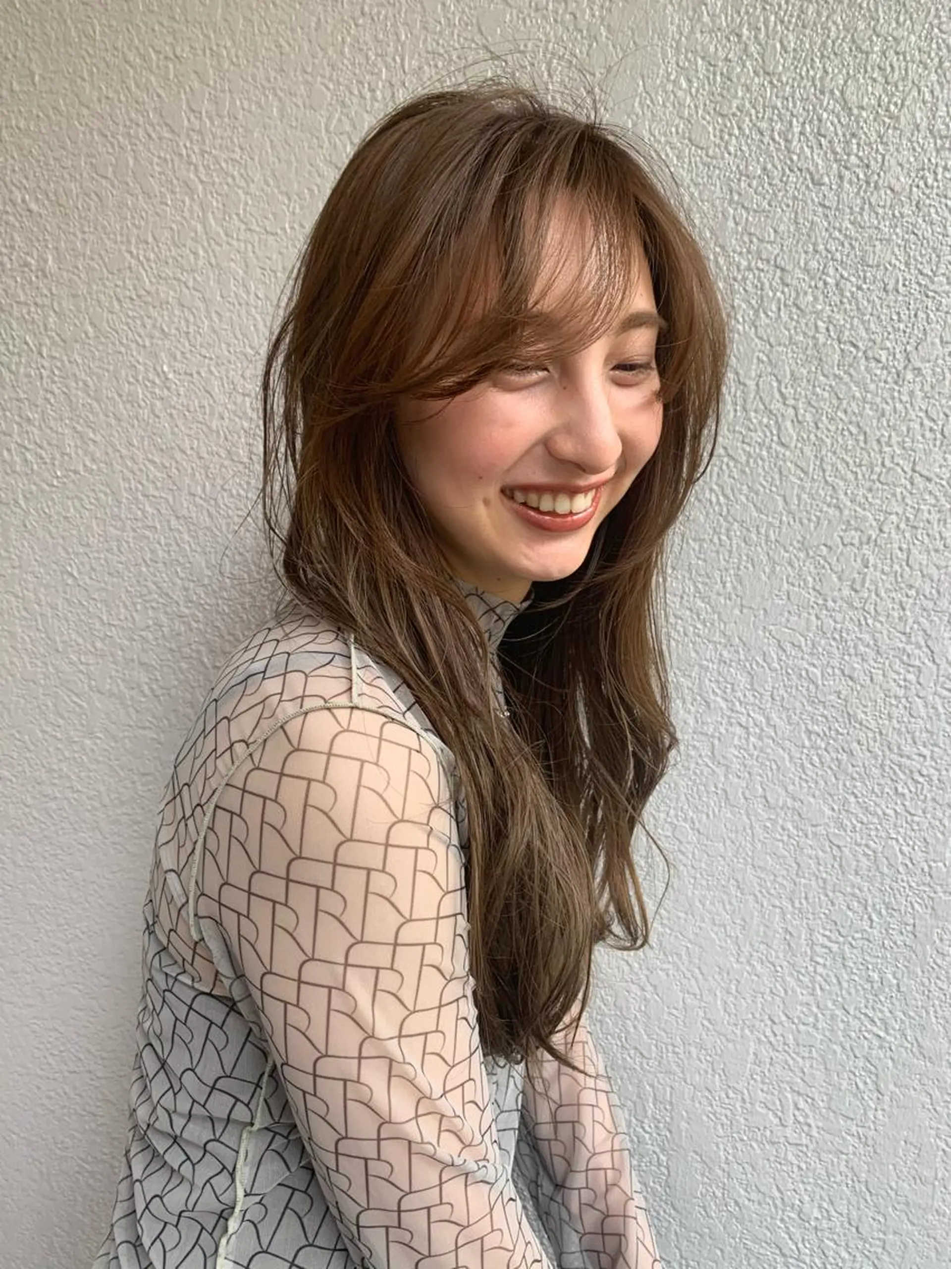 ロング カラー ブリーチ ブリーチなしカラー 顔周りカット レイヤーカット ロング ヘアカラー トリートメント オブヘア鷺沼所属・立石 タテイシのヘアスタイル