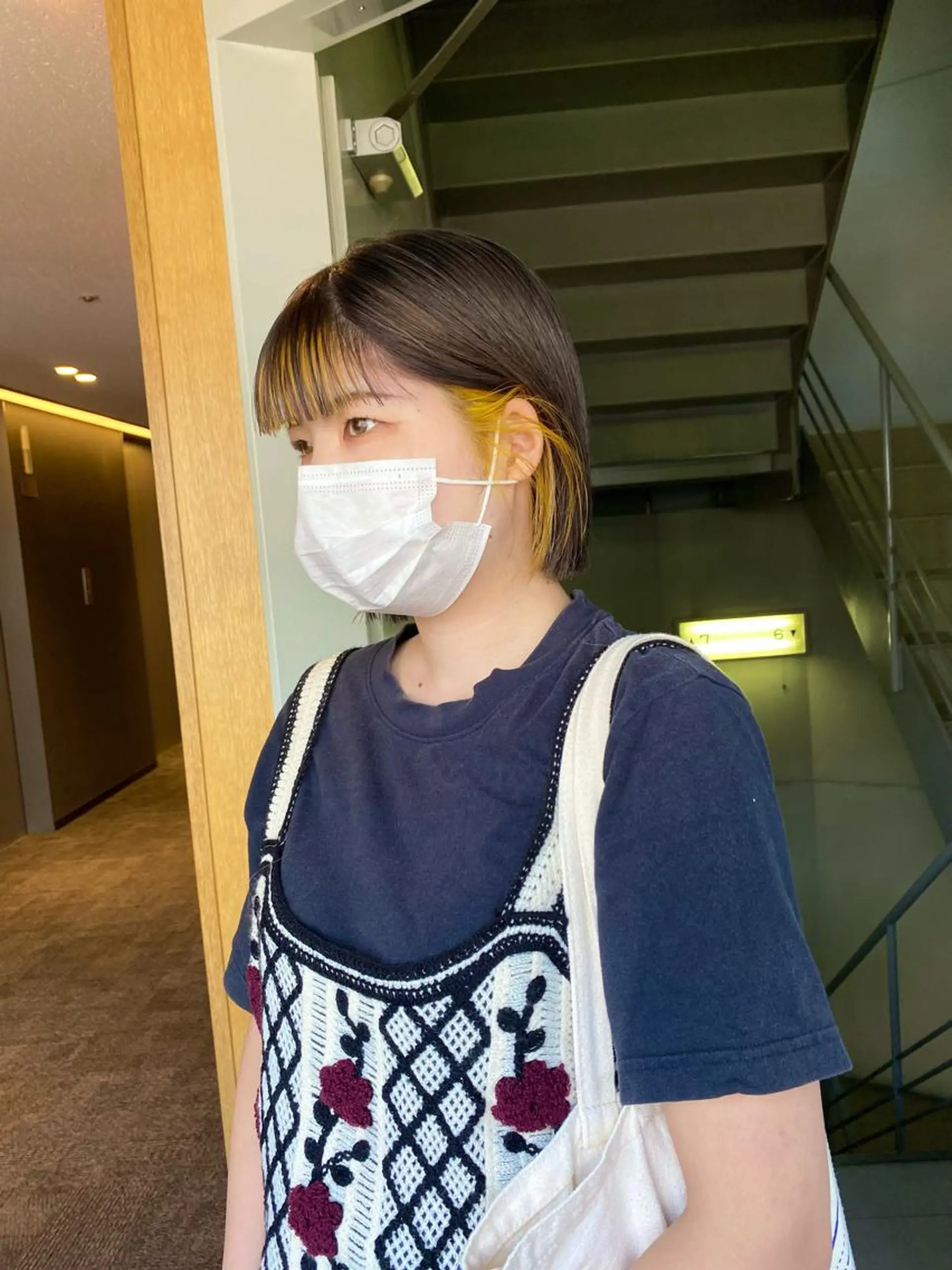 ショート カラー パーマ ヘアアレンジ 髪と音処　マトぺ所属・デザインカラー/ボブ ブリーチカラー/ユリのヘアスタイル