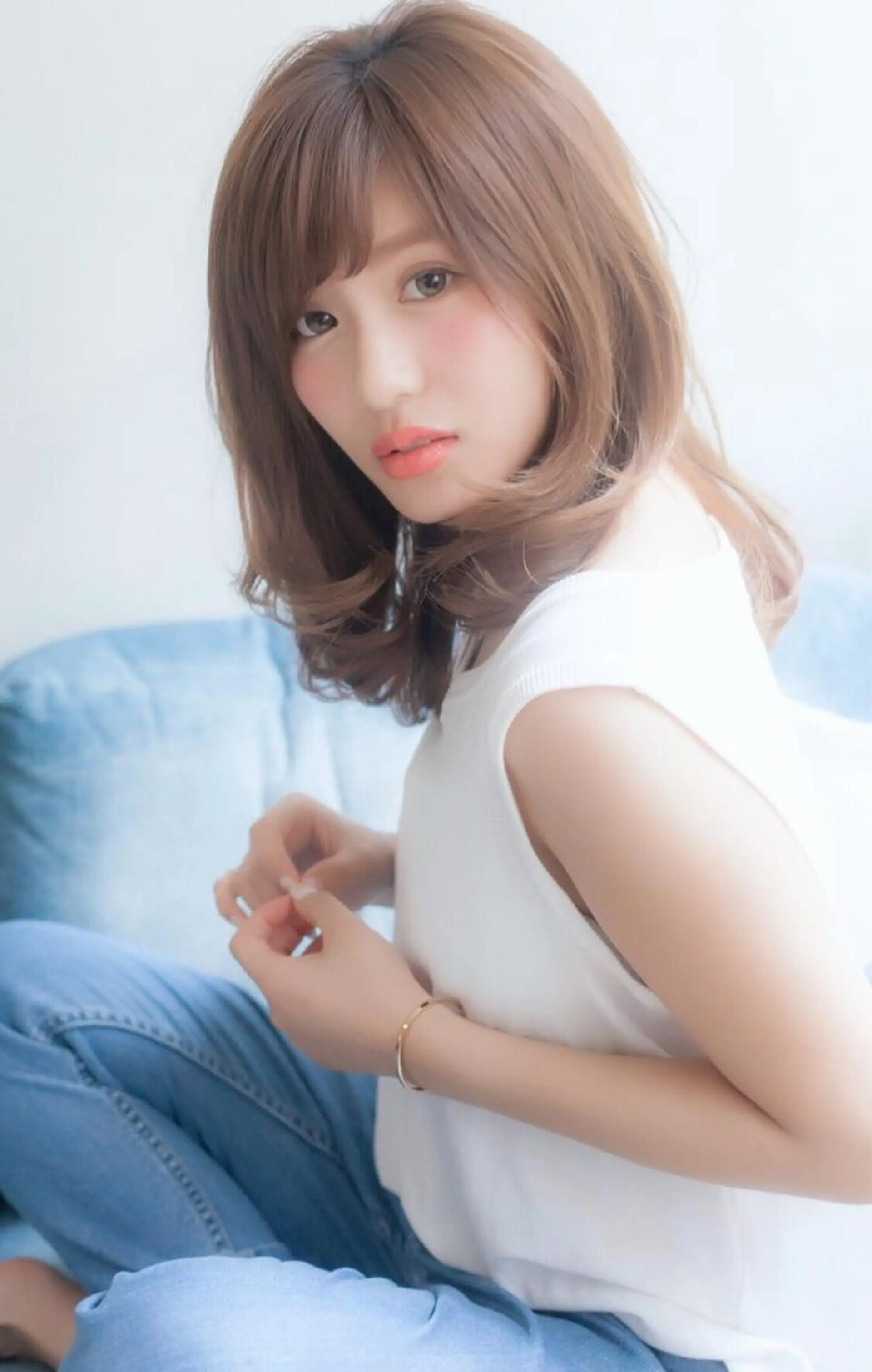 セミロング ボブ 外国人風カラー 似合わせカット 小顔カット 竹内ケンゴ🇰🇷 EIGHT藤沢のヘアスタイル