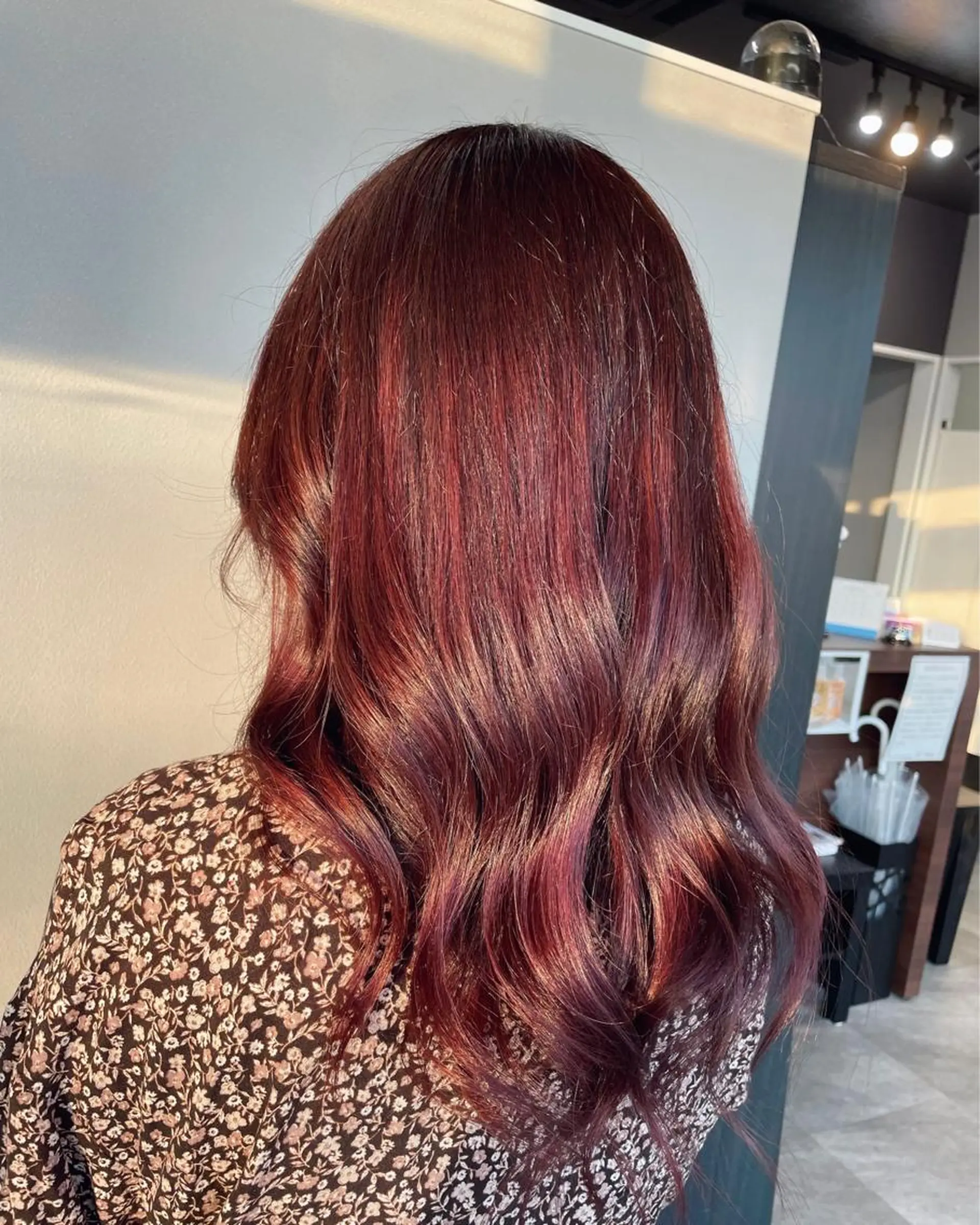 カラー カシス レッドカラー ヘアカラー _WHITE浜松店 もえかのヘアスタイル