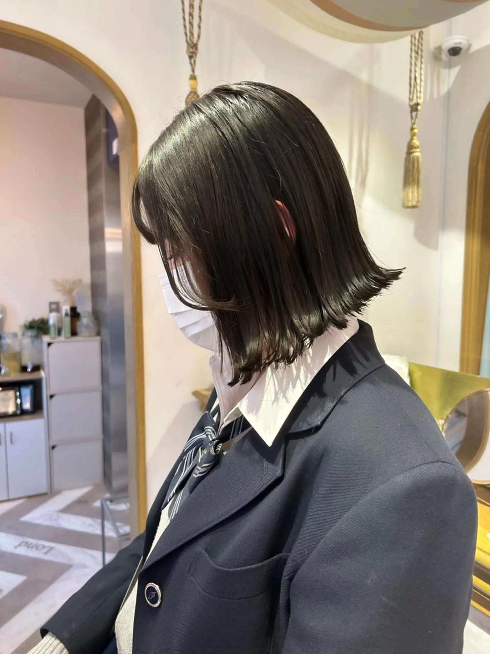 ミディアム カラー ヘアアレンジ ワンレンボブ ショートボブ アッシュ バレイヤージュ ベージュカラー 髪質改善【縮毛矯正】 北千住で美髪に導く人のヘアスタイル