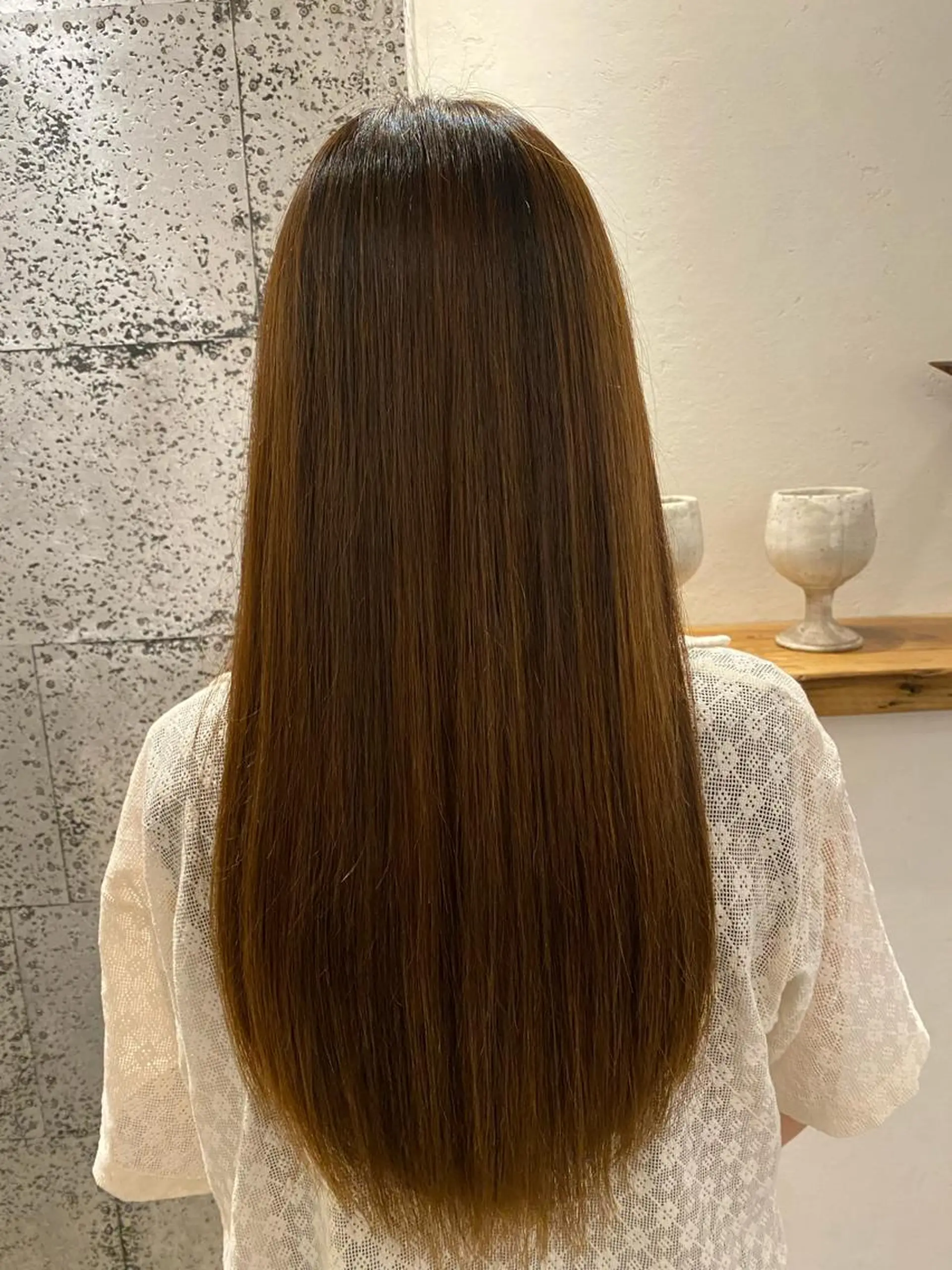 ロング パーマ グレージュ/透明感/ 韓国ヘア/RISAのヘアスタイル