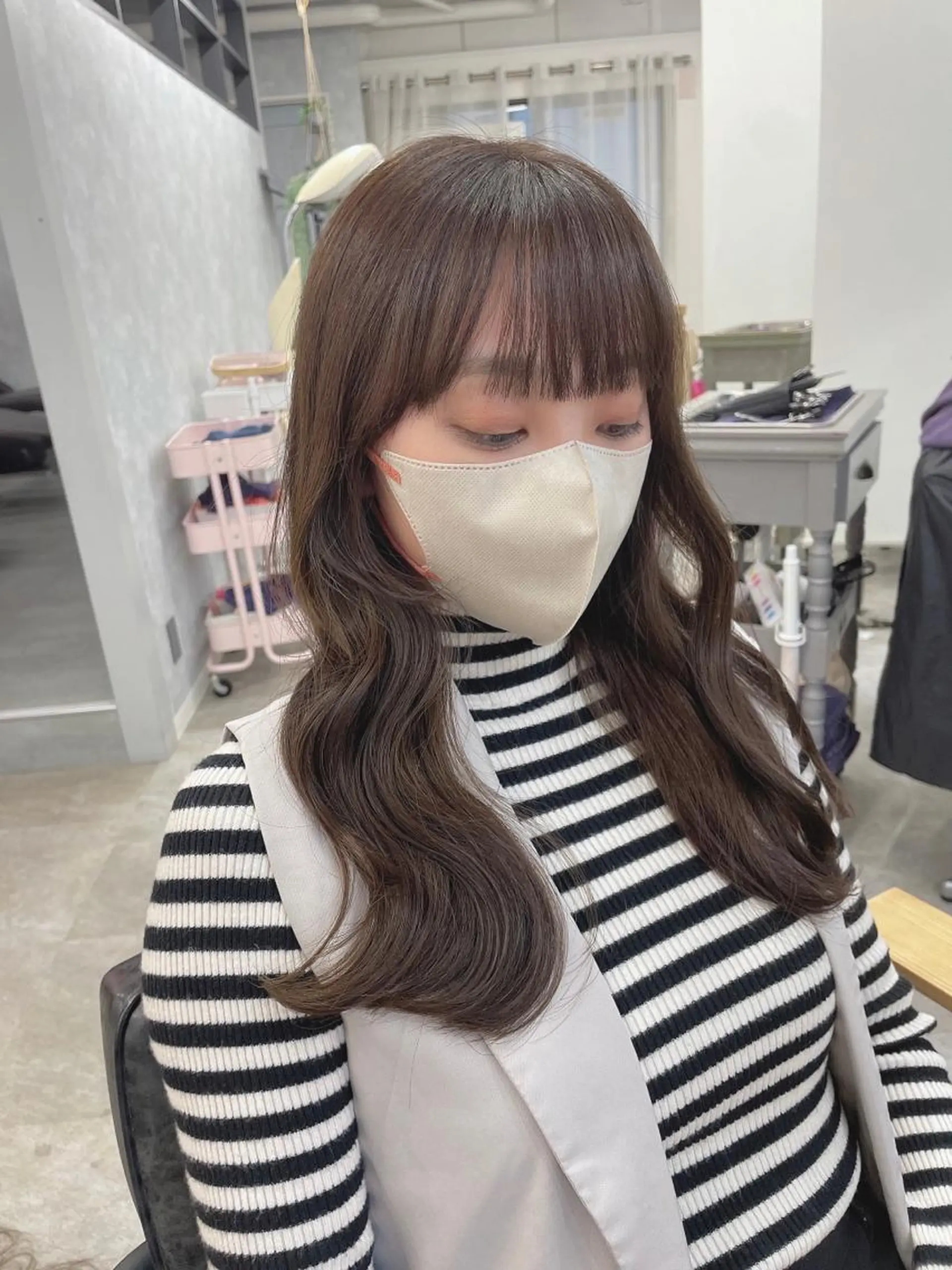 ロング カラー ベージュカラー オリーブベージュ Hana ♡ marshu梅田のヘアスタイル