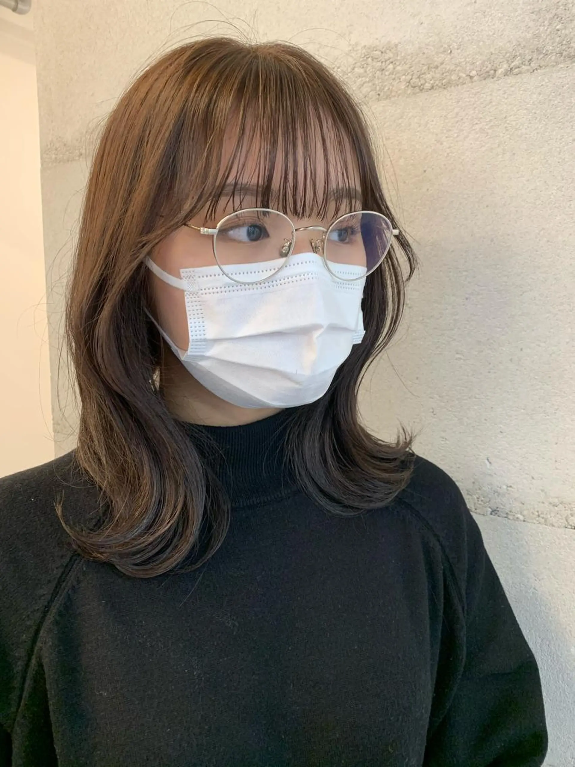 ミディアム カラー カット ヘアカラー トリートメント ヘッドスパ ヘアセット 透明感/オリーブ/ グレージュ/YUKAのヘアスタイル