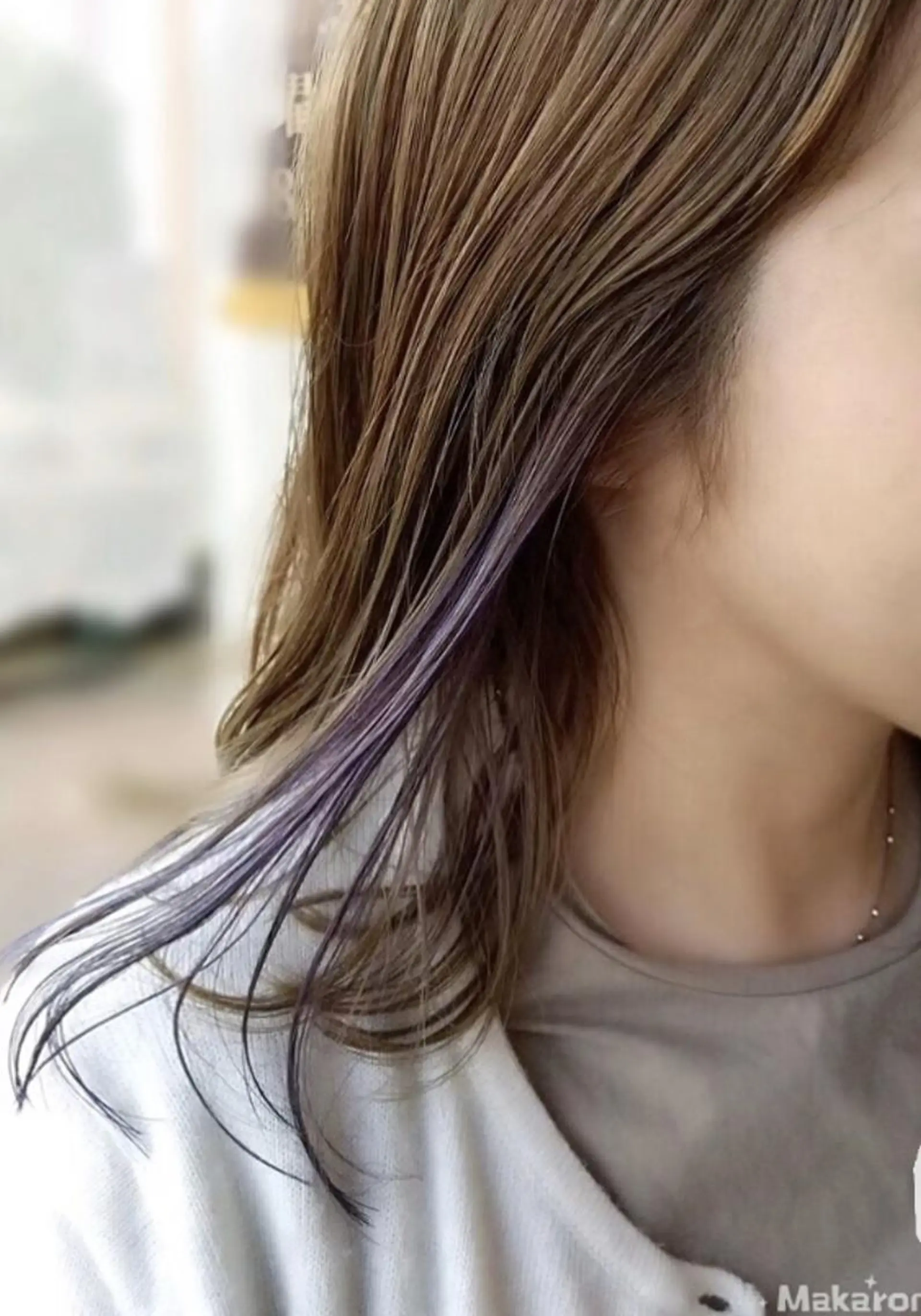 ミディアム カラー インナーカラー ラベンダーカラー パープルカラー トリートメント hair works raptureのヘアスタイル