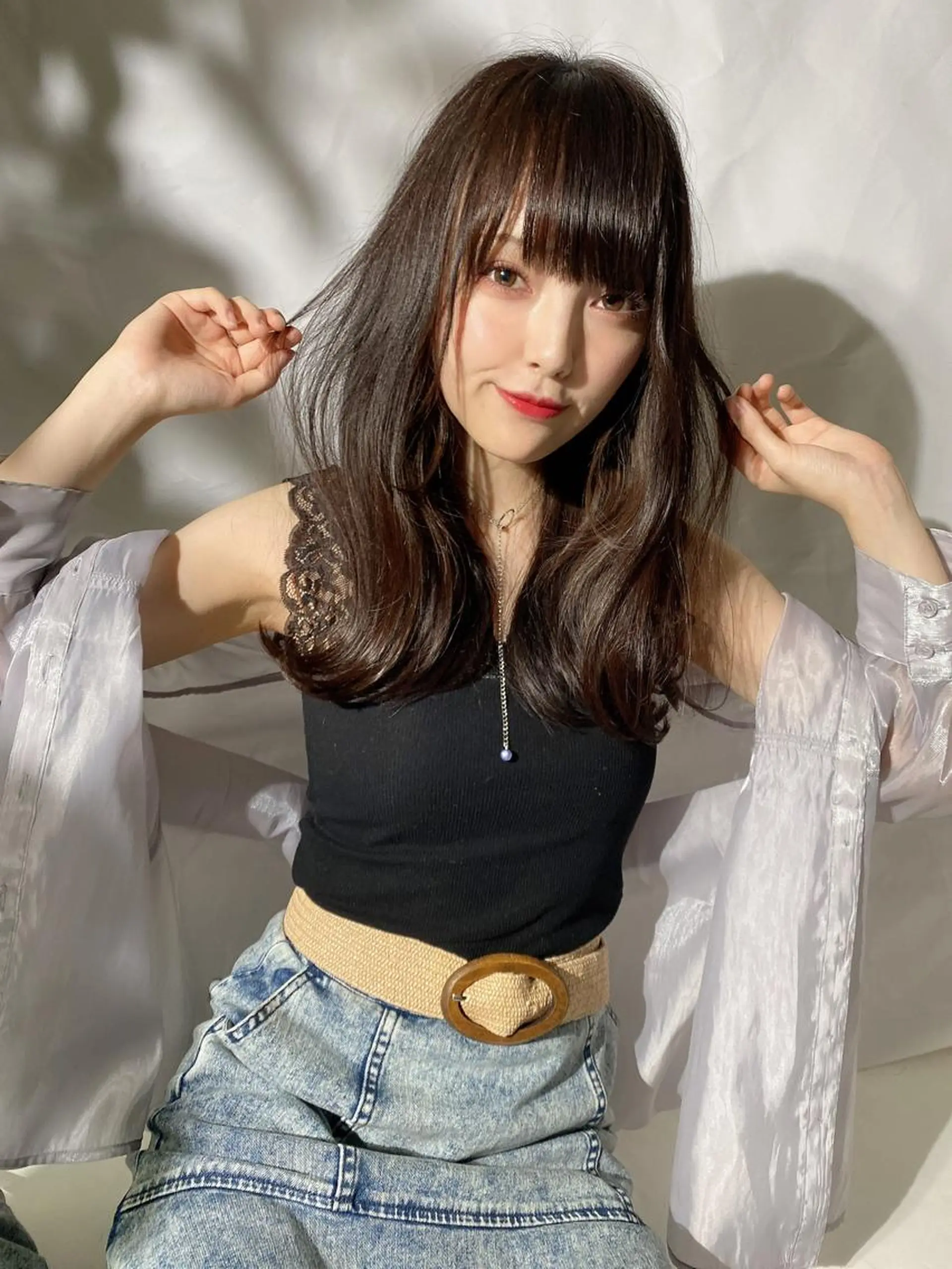 セミロング カラー バレイヤージュ ブリーチ ケアブリーチ ダブルカラー ハイライトカラー カット ヘアカラー トリートメント 新宿✨顔周りカット 韓国ヘア/坂本亜裟海のヘアスタイル