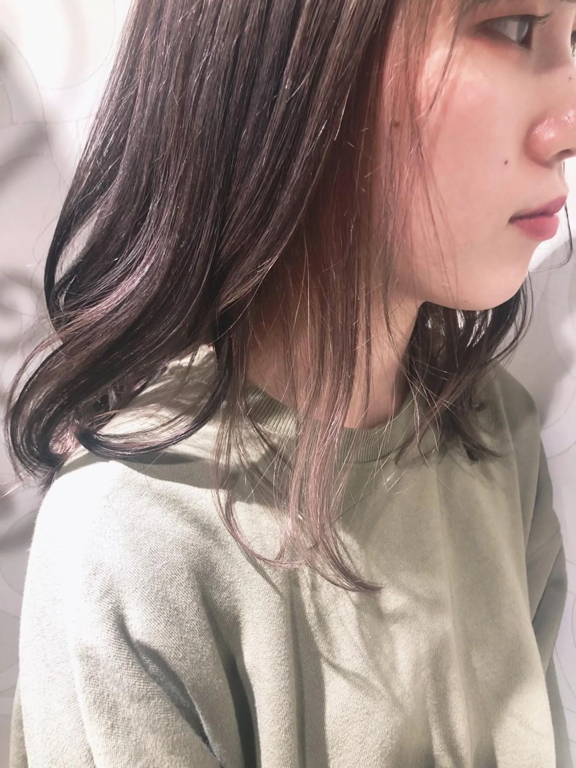 セミロング カラー ショコラグレージュ グレージュ 韓国ヘア ♡tomimaのヘアスタイル