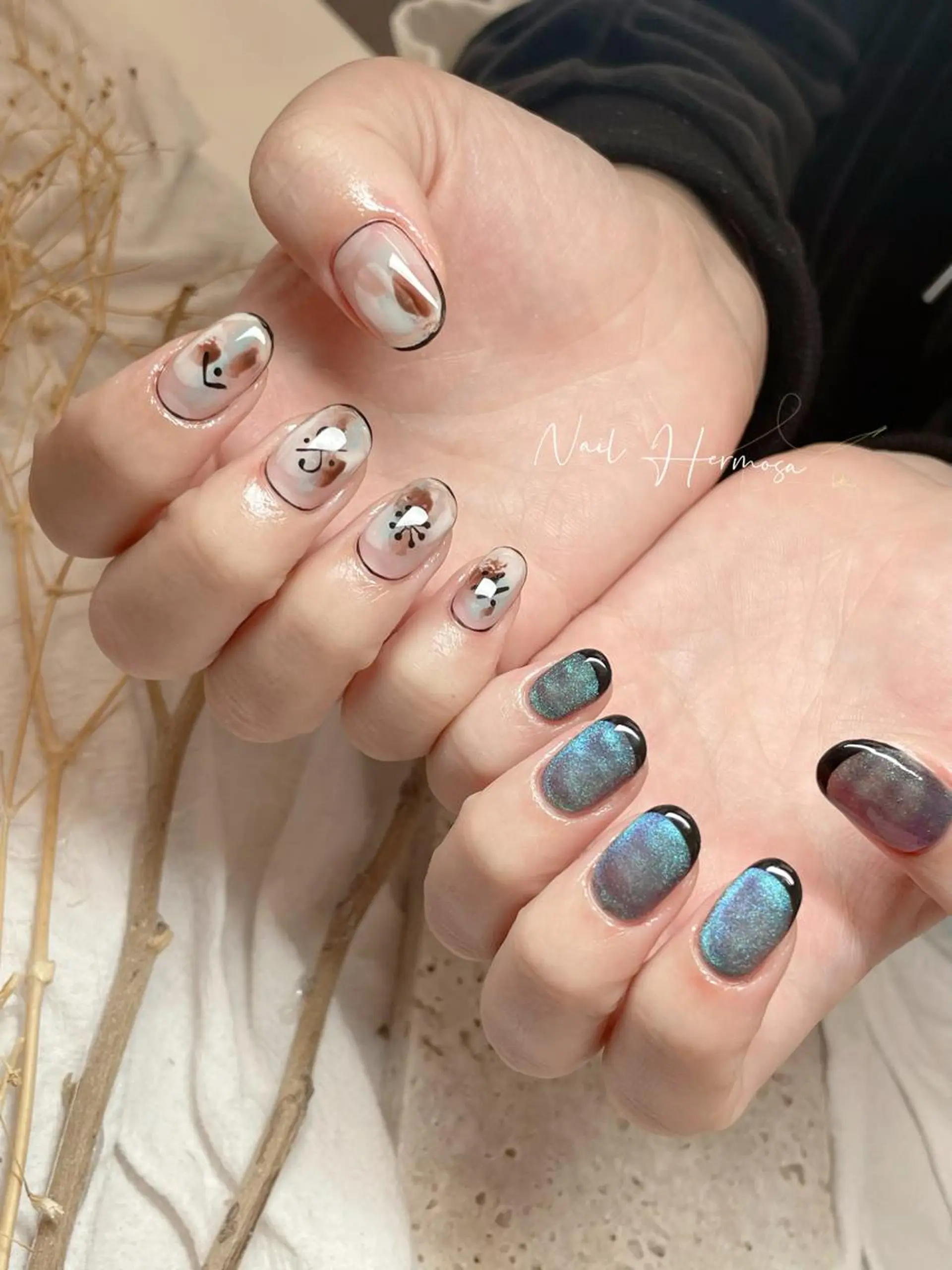 ネイル 長さ出し フラッシュネイル フットネイル ジェルネイル マグネットネイル ハンドネイル ネイル エルモサのネイルデザイン