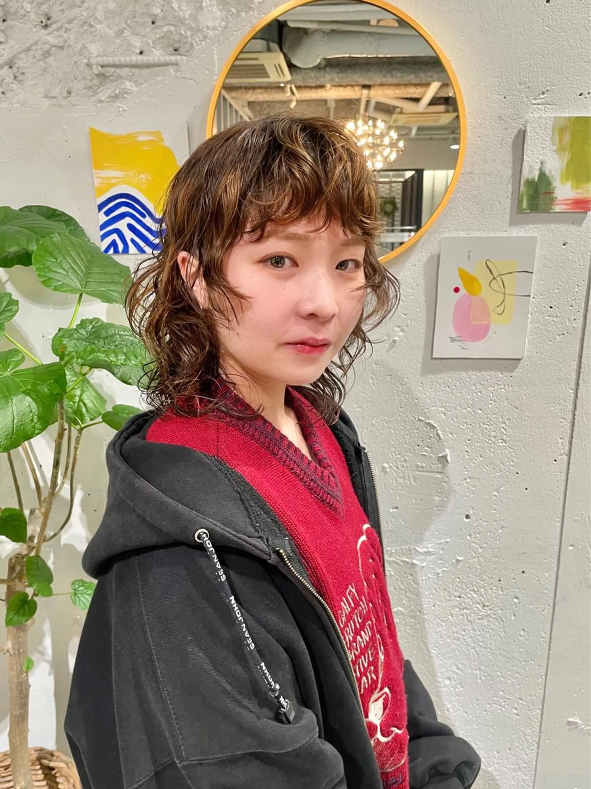 ミディアム パーマ ウルフ/似合わせ レイヤー/RIHOのヘアスタイル