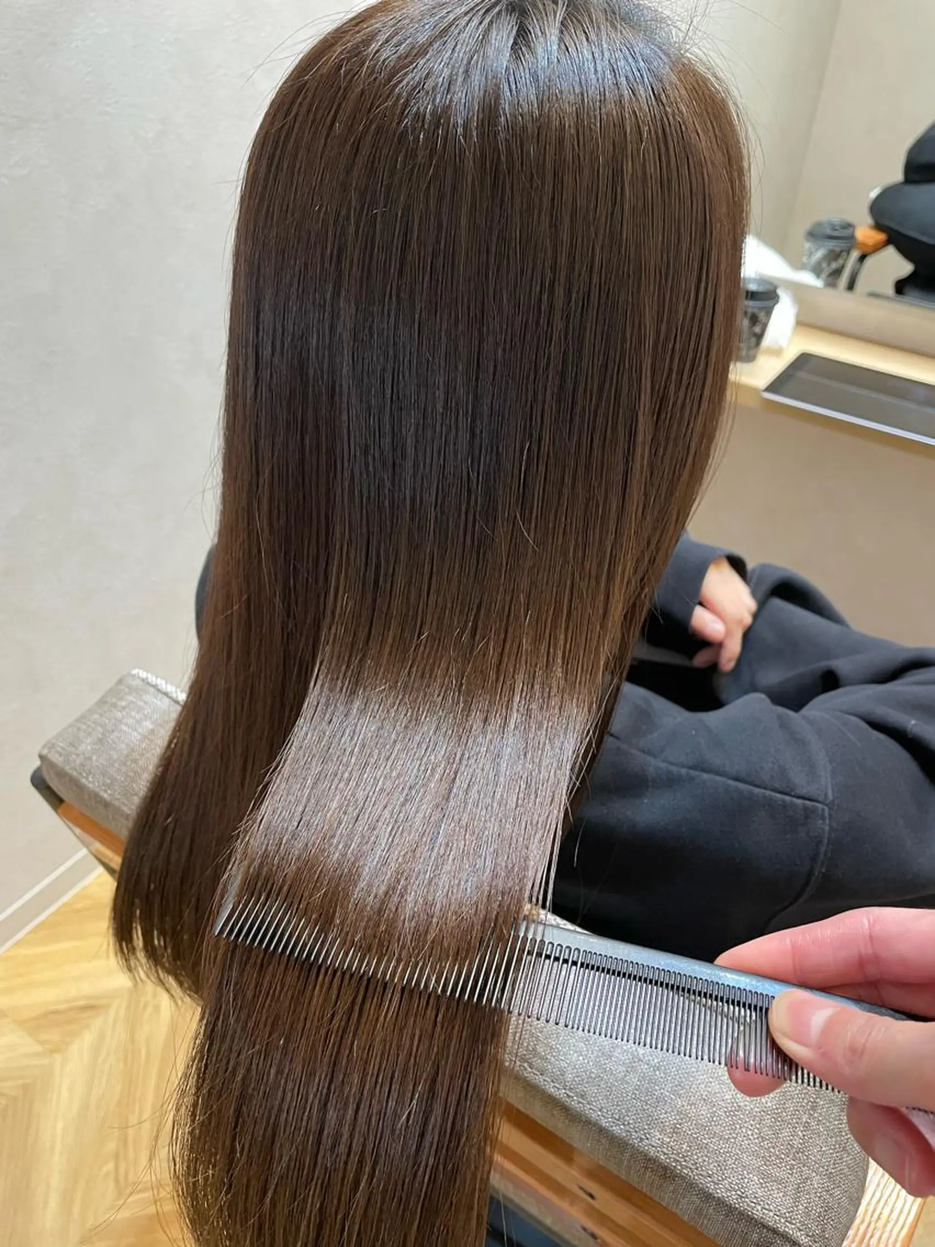 ロング ミストバング ボブ ハイライト 髪質改善 韓国風ヘア newi宮崎 akioのヘアスタイル