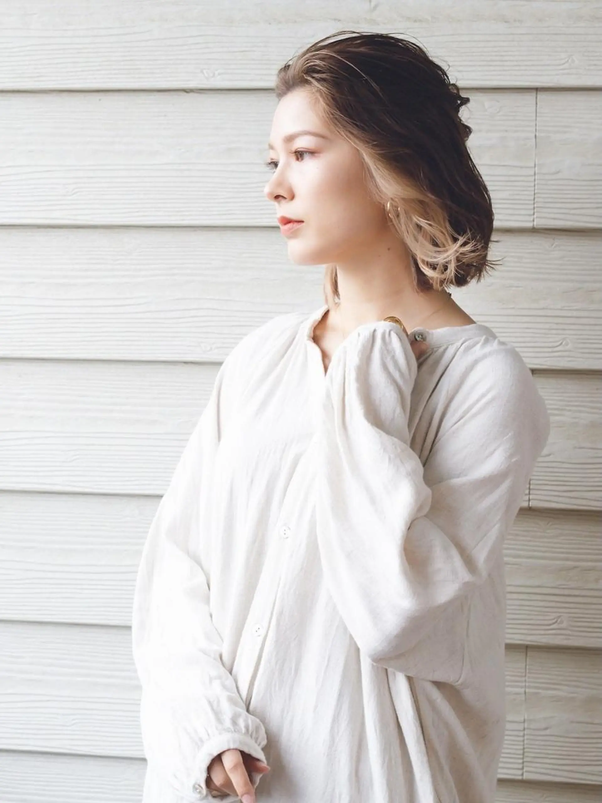 ミディアム 柳下 涼のヘアスタイル