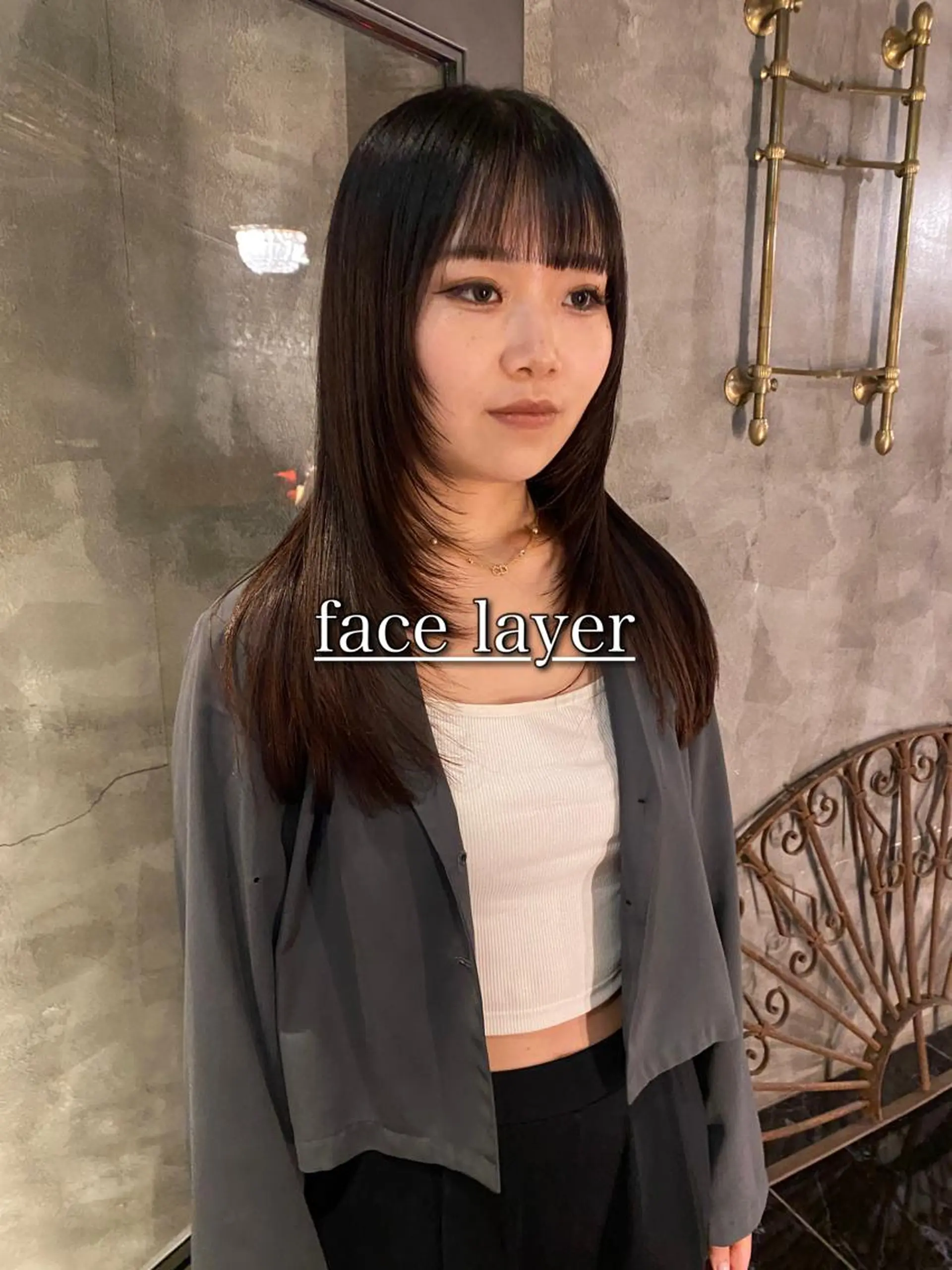 セミロング 顔まわりレイヤー レイヤーカット ◽️モードヘア◽️ SHOUTOのヘアスタイル