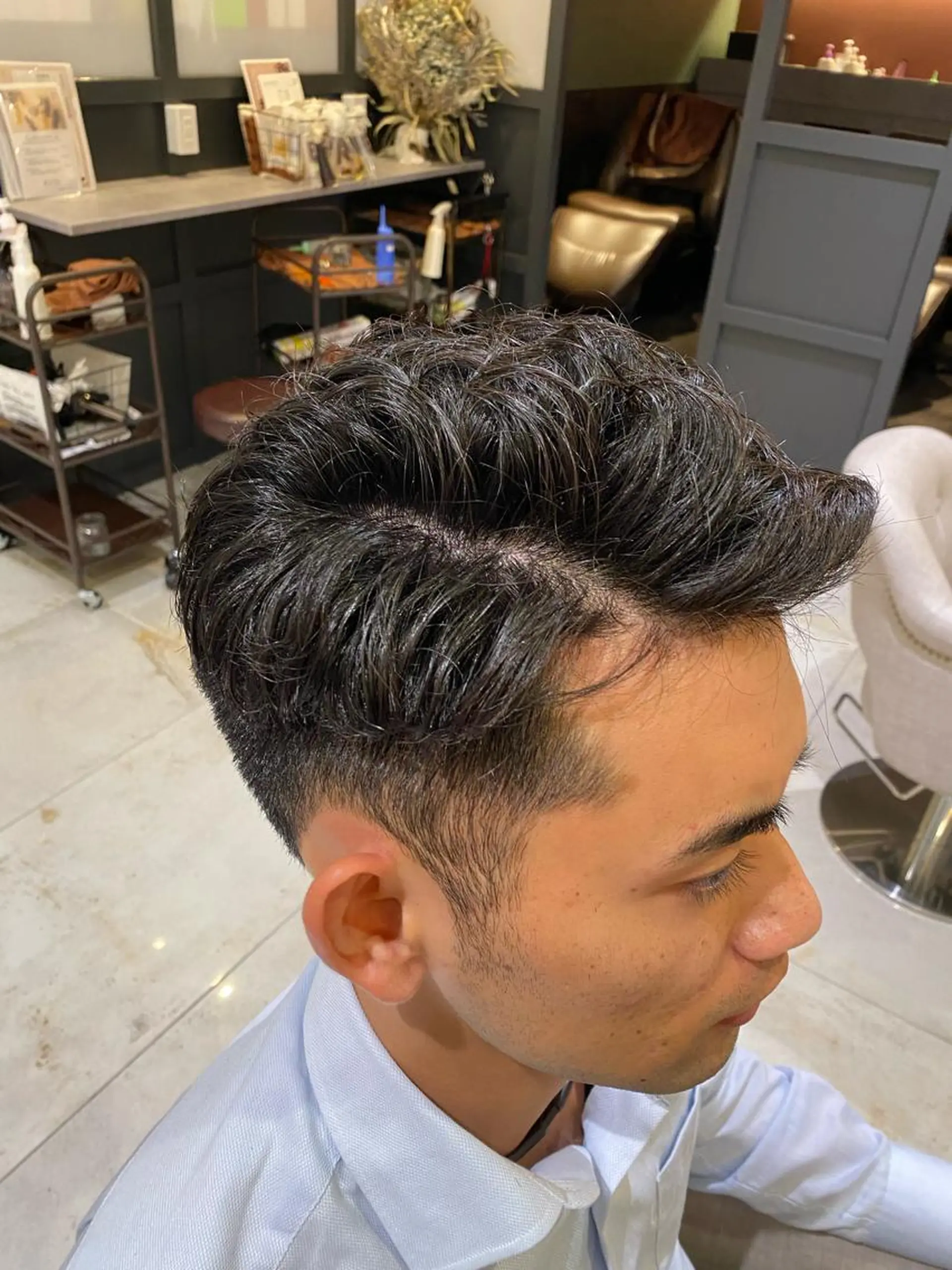 ショート パーマ メンズ フェードカット メンズパーマ カット CIEL天六店 三上春のヘアスタイル