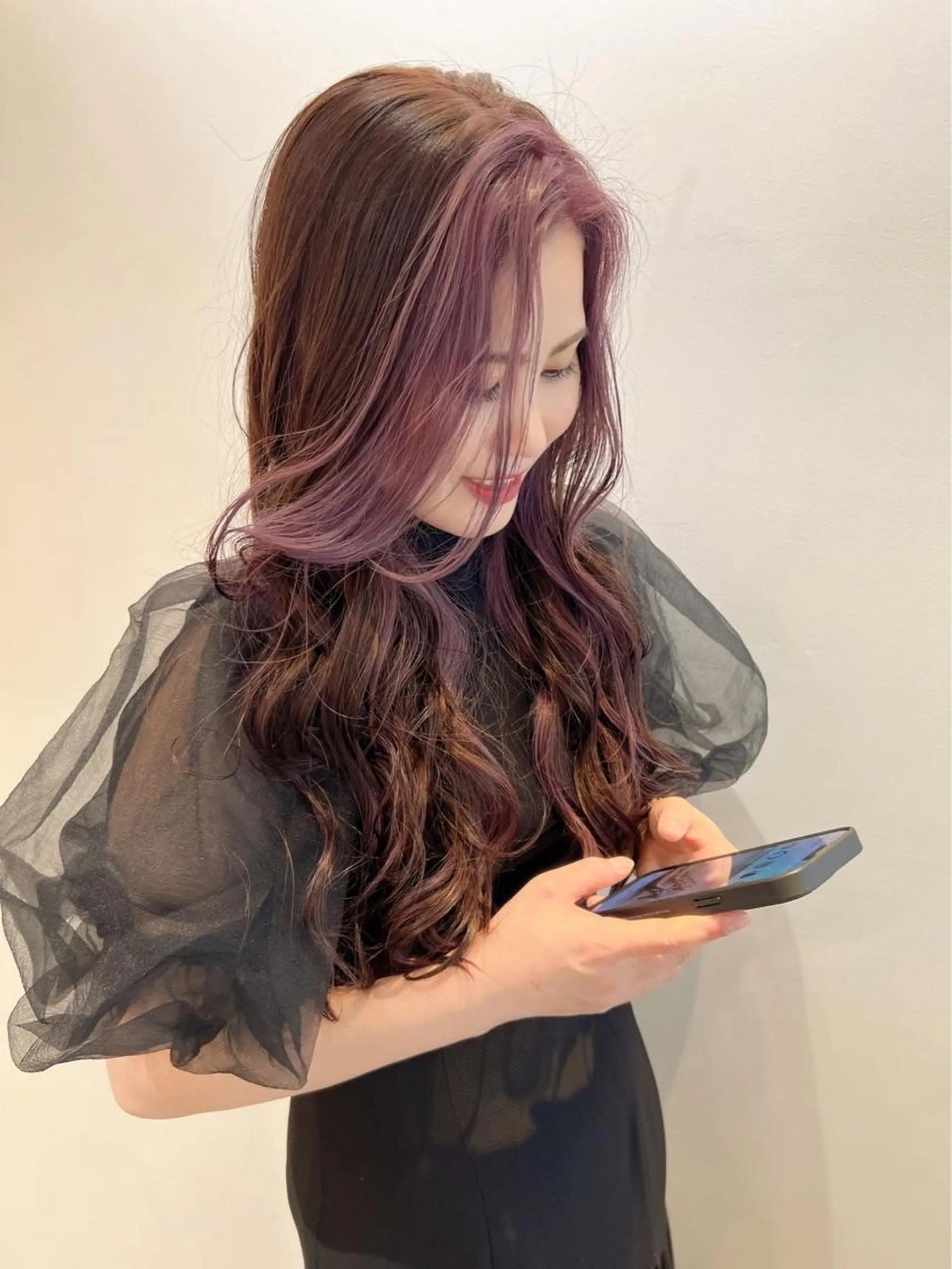 ロング カラー カット ヘアカラー トリートメント 梅田ハイトーン チダ ヒナノのヘアスタイル